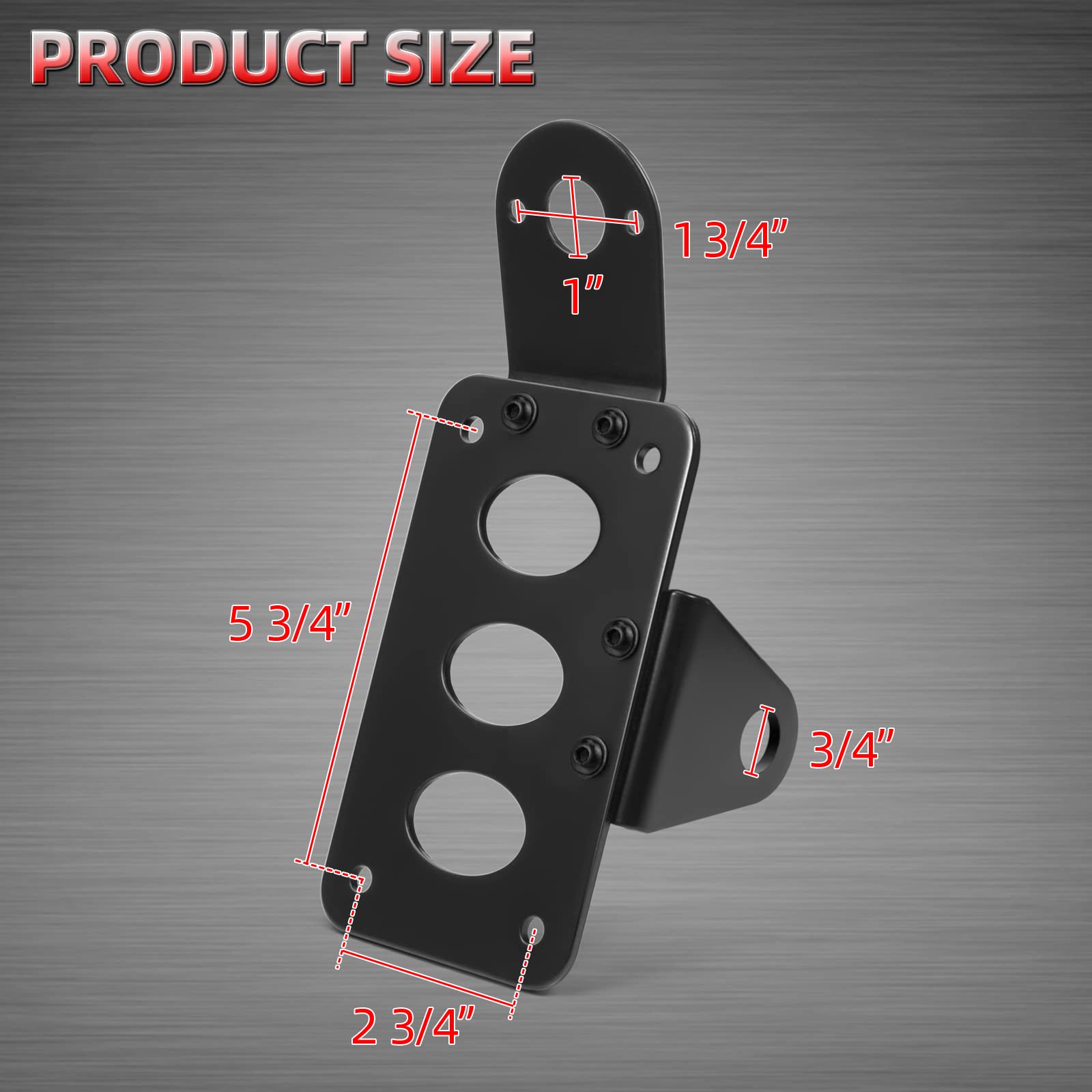 Amazicha Black 3/4'' Tail Light Side Mount License Plate Bracket Horizontal Vertical Holder Compatible For Harley Honda Yamaha S