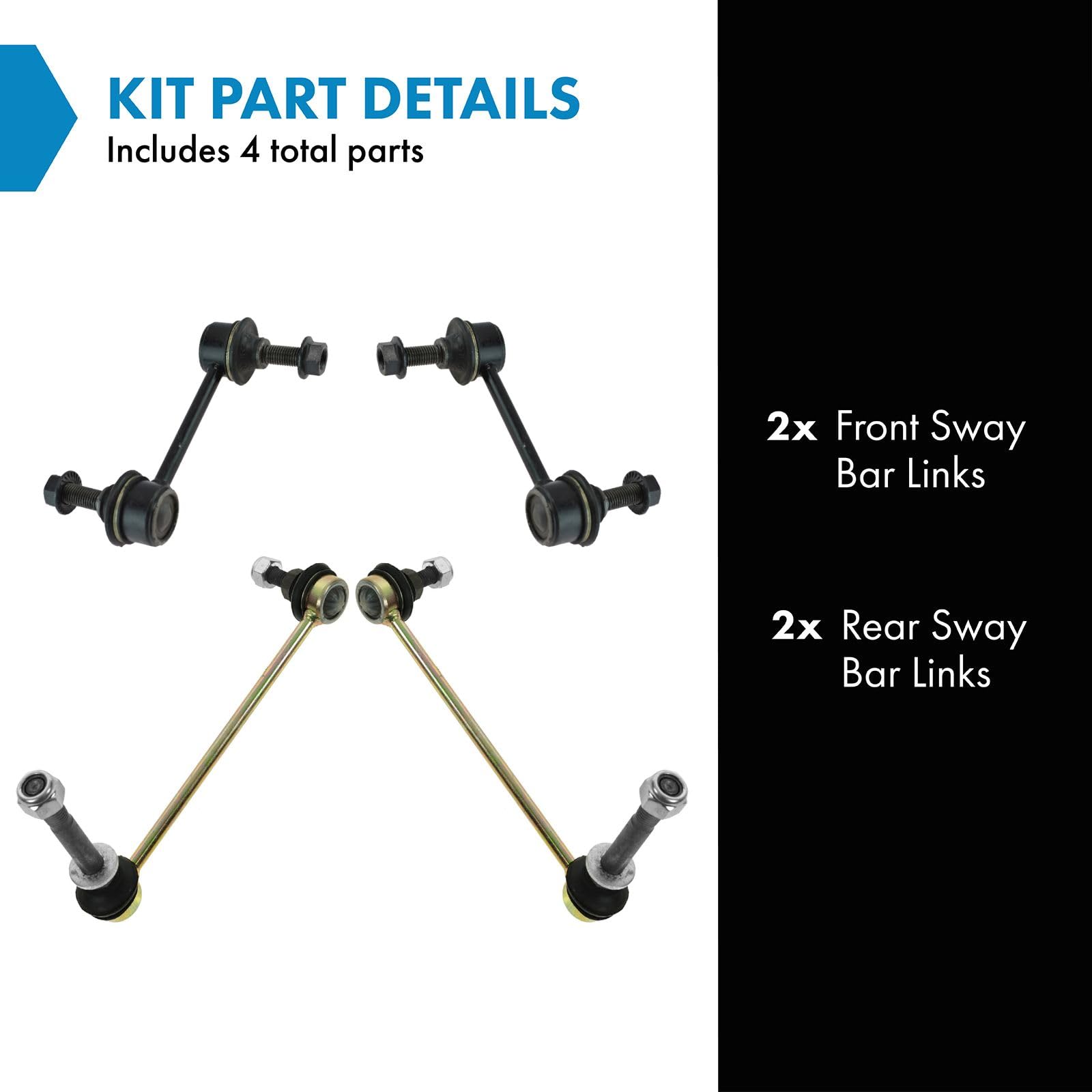 Trq Front & Rear Sway Bar Stabilizer Link Set Compatible With 1999-2005 Porsche 911