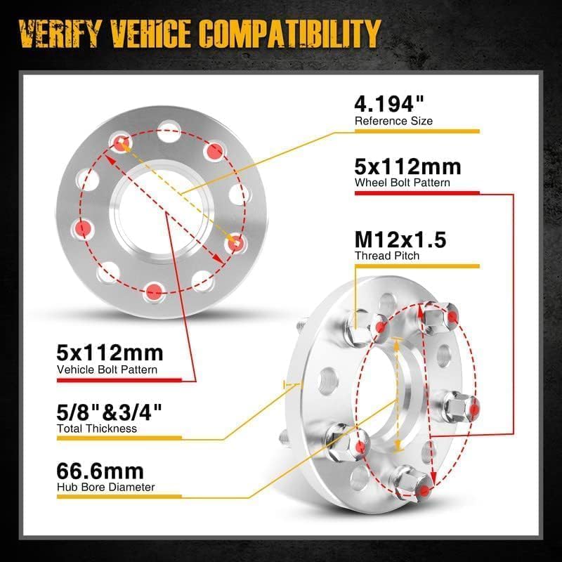 Kax 5X112 Wheel Spacers,15Mm +20Mm 5 Lug Hub Centric Wheel Spacers Fit For Ml350, Sl500, Slk230, Slk350, Slk320, Slk280, R350, M