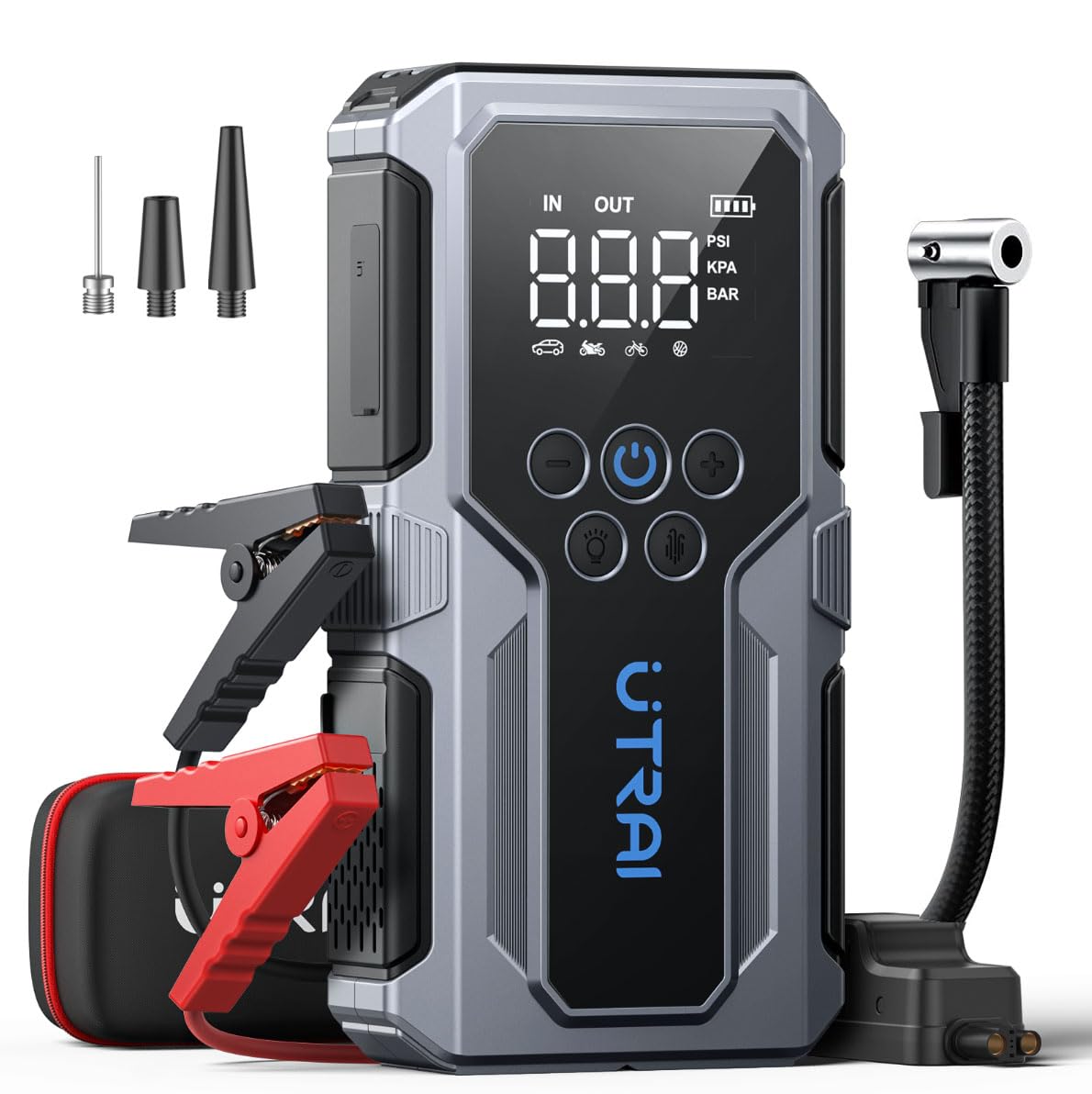 Portable Car Jump Starter with Air Compressor, UTRAI 4000A 150PSI Car Battery Jump Starter 12V Jump Start Battery Pack Jump Box 