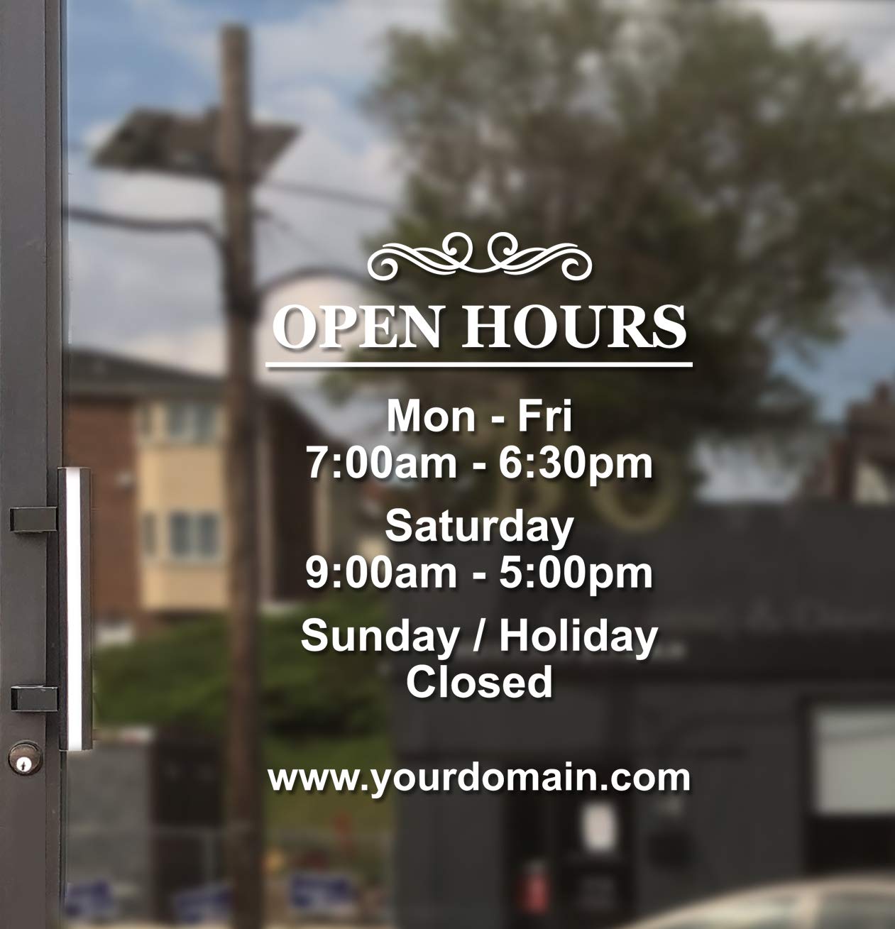 Business Hours Sign For Window - Free Squeegee - Easy Install Manual (Classic - Portrait)