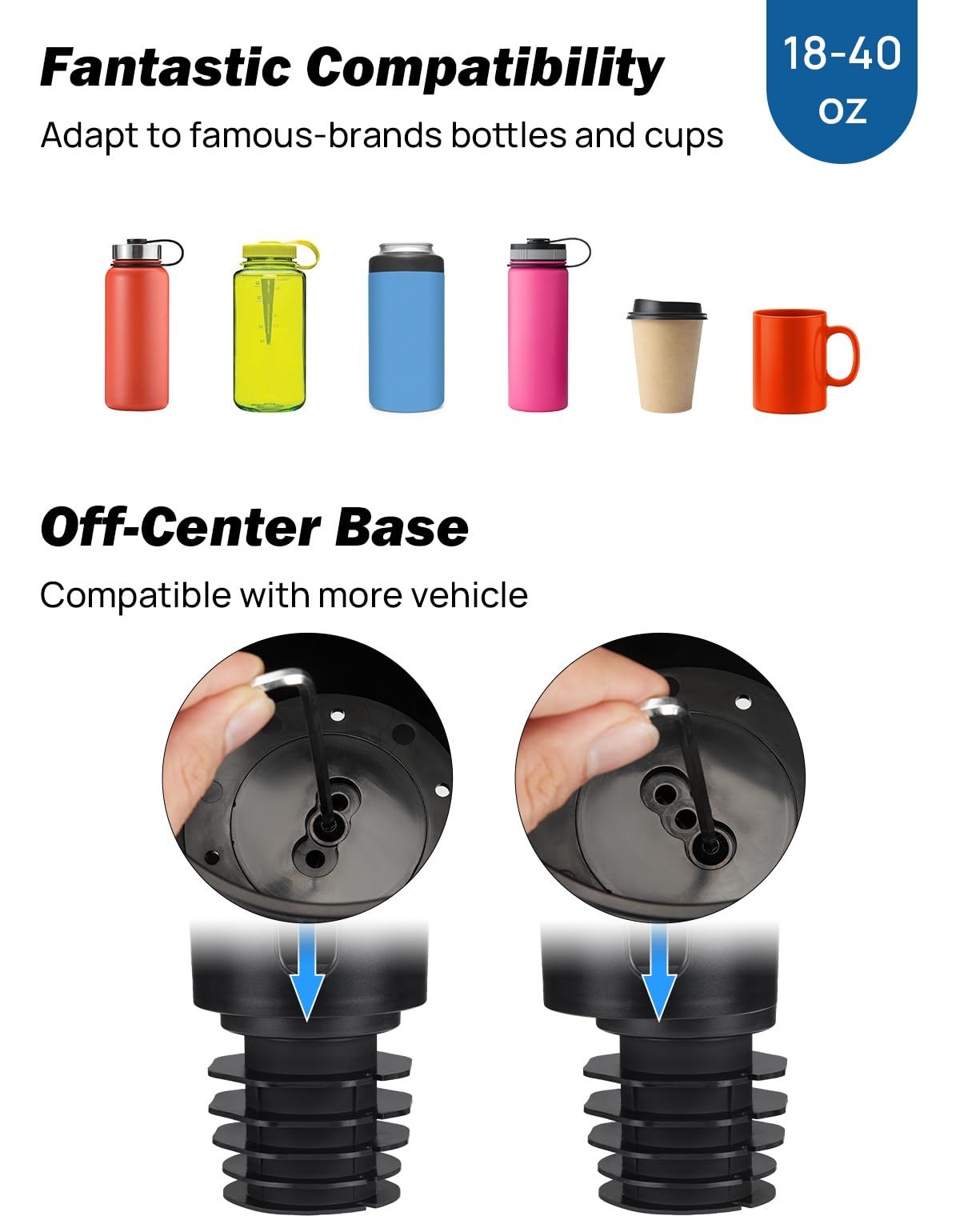 Joytutus Cup Holder Extender For Car With Phone Holder, 2 In 1 Cup Holder Expander For Car, Universal Car Cup Holder Fit For Yet