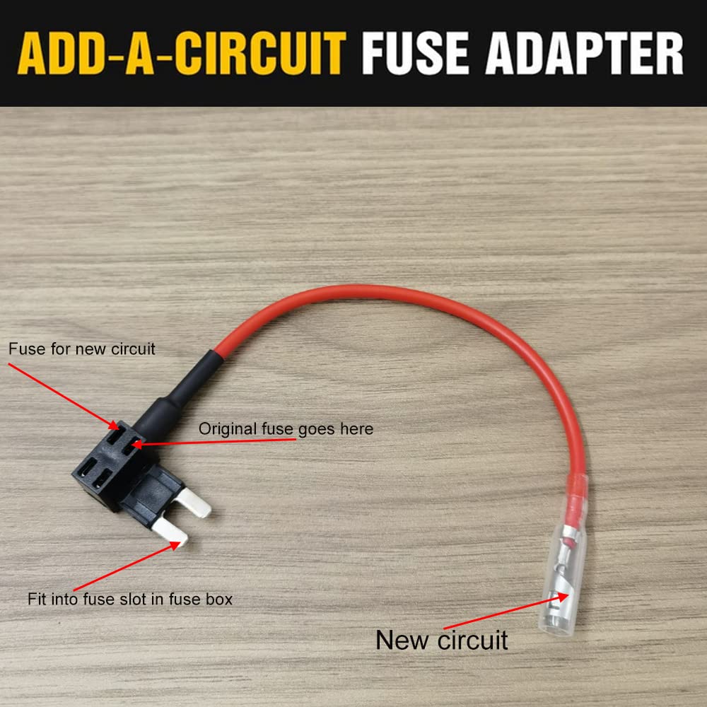 Gebildet 12V-24V Small Add-A-Circuit Fuse Tap, Atm Small Piggy Back Blade Fuse Holder With Wire Harness, 6 Pcs Fuse (3A 5A 7.5A