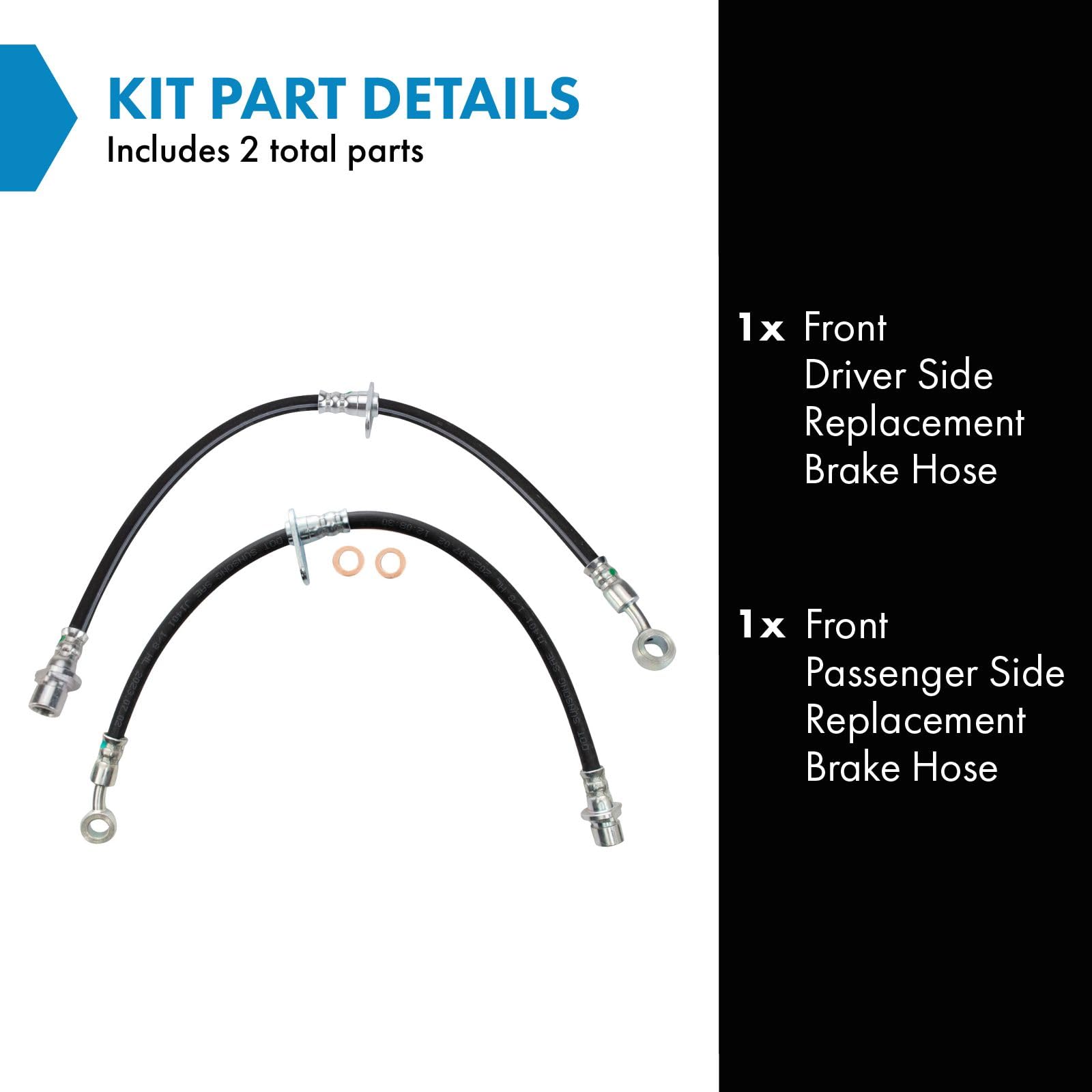 Trq Front Brake Hose Set Compatible With 1997-2001 Honda Cr-V