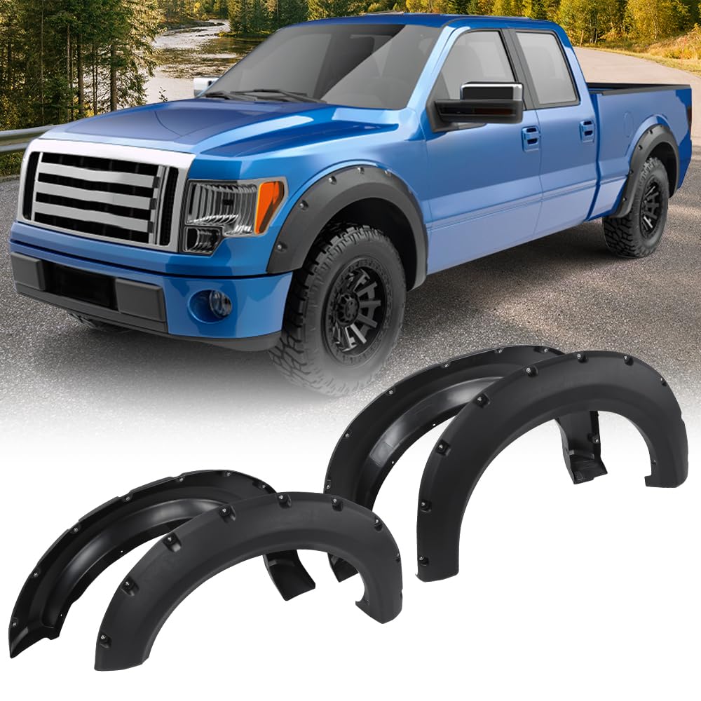 G-Plus Fender Flares Wheel Arch Covers Compatible With Ford F150 Truck 2009-2014 67.0 ''/78.8 ''/97.4 '' Bed Models Only (Not Fi