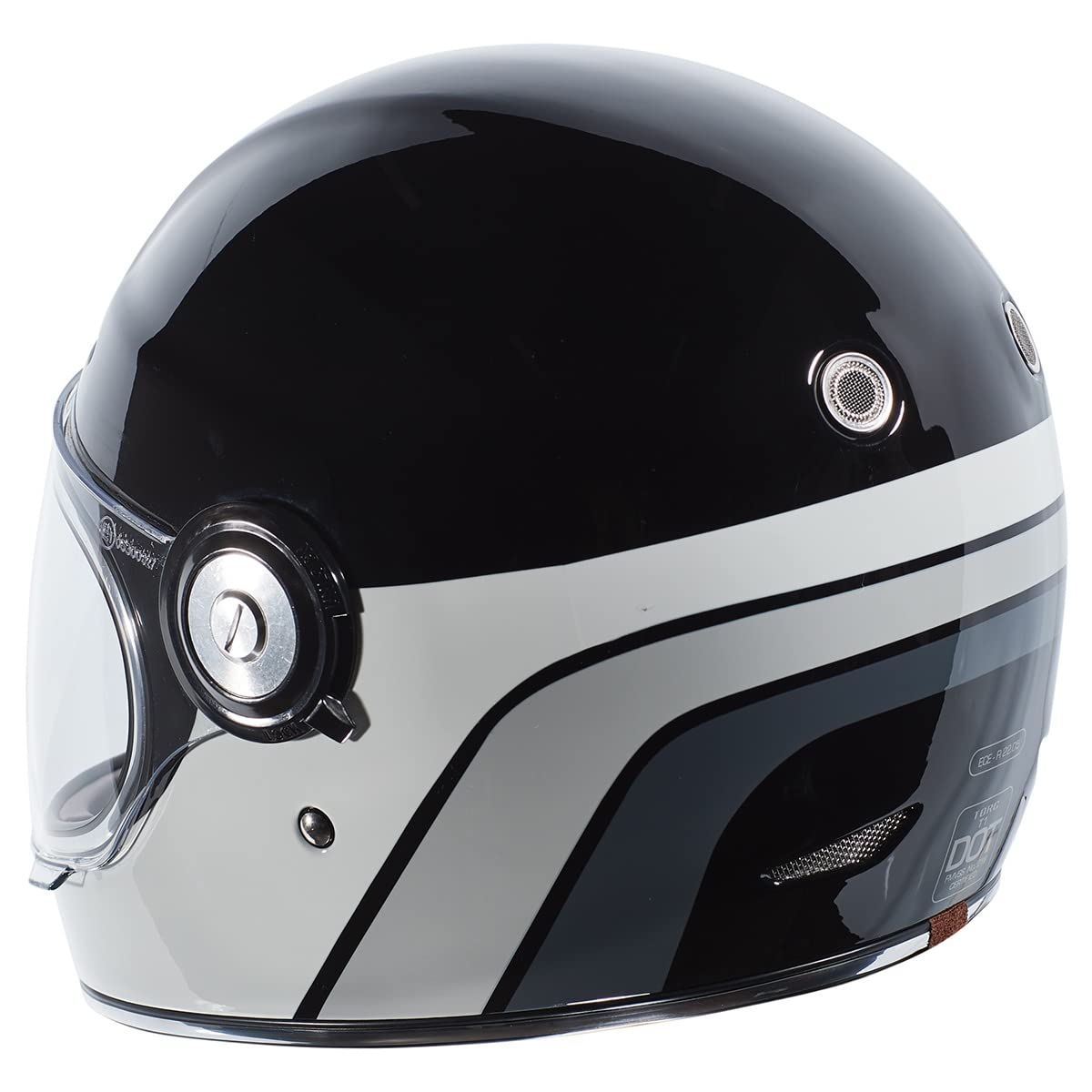 Torc T1 Unisex-Adult Retro Full-Face-Helmet-Style Motorcycle (Dreamliner Grey Gloss Black, Xx-Large)