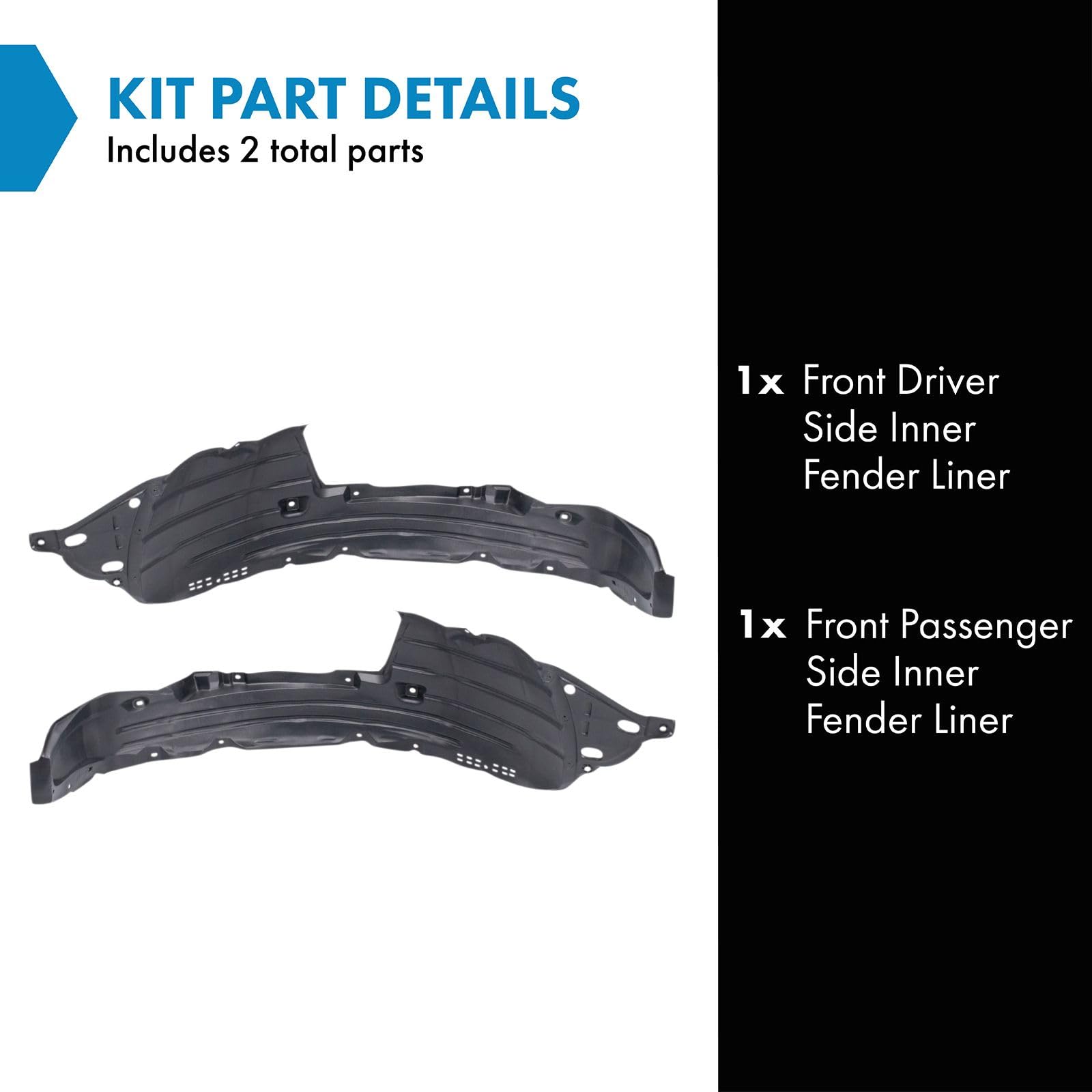 Trq Front Inner Fender Liner Set Compatible With 2017-2022 Honda Cr-V Ho1248165 Ho1249165