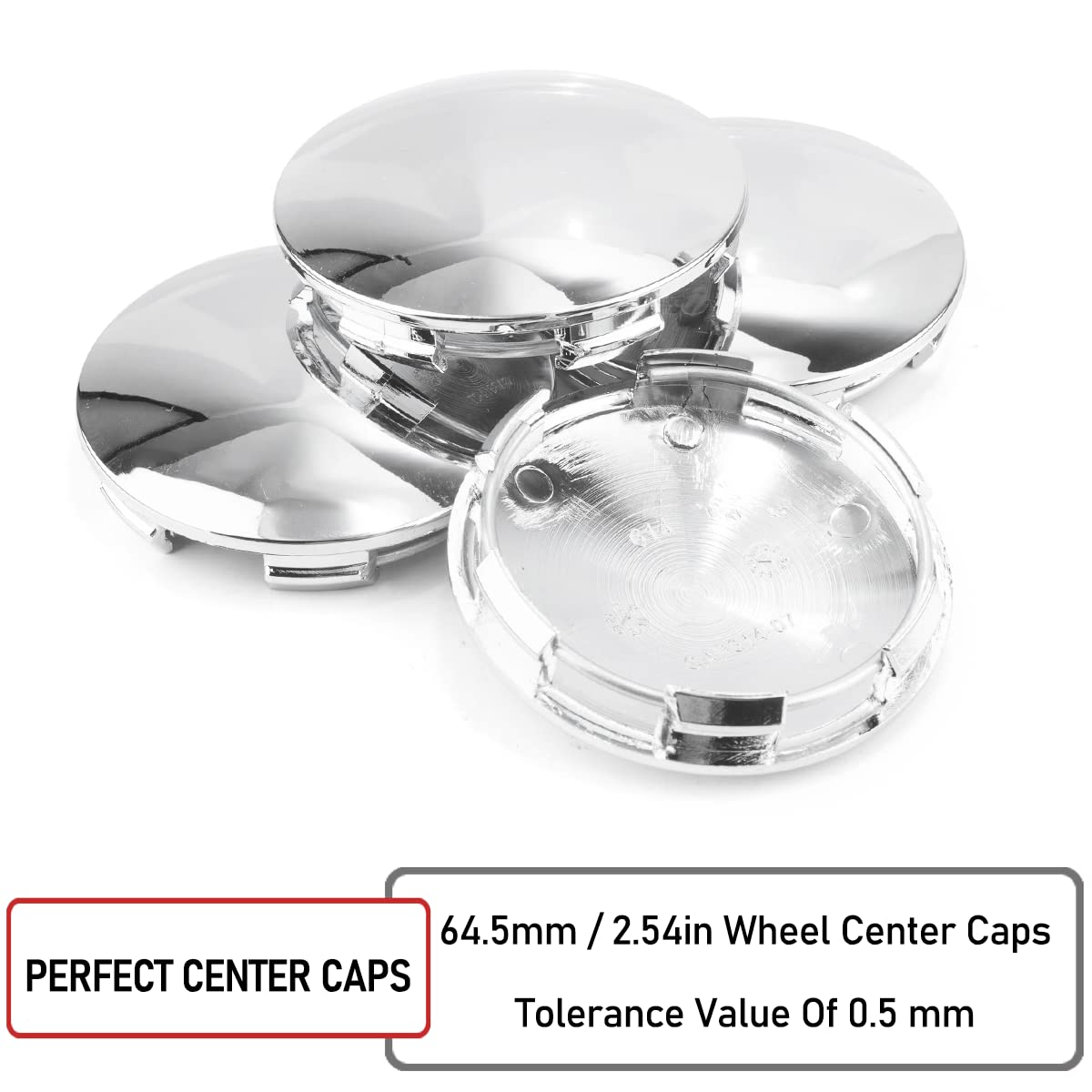 65Mm(2.54In)/61Mm(2.38In) Chrome Silver Car Wheel Center Hub Caps Set Of 4 For Vossen Cv3 Cv5