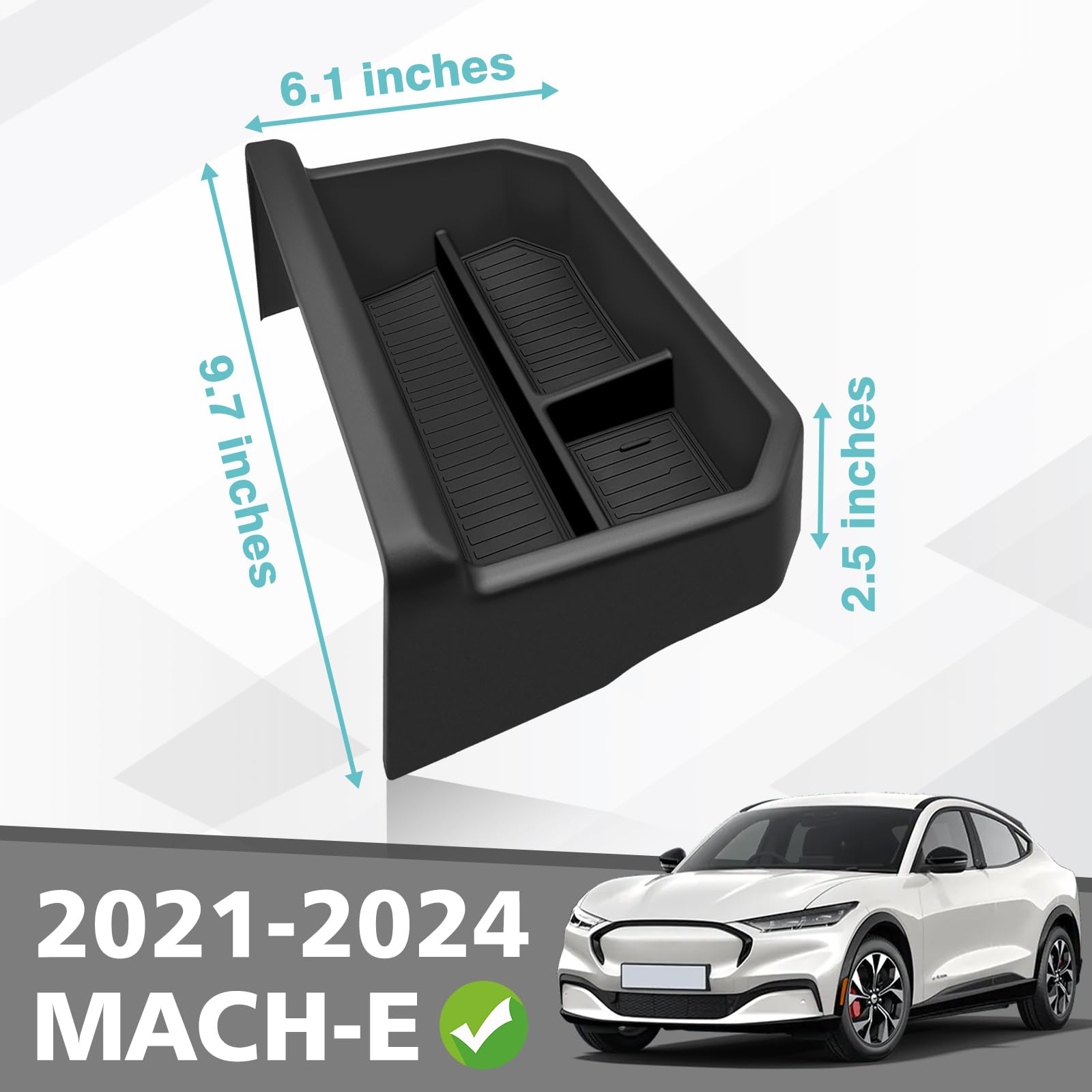 Bestevmod Upgrade Center Console Dash Storage Box Tray Compatible With Mustang Mach E 2021-2025 Dashboard Screen Back Organizer