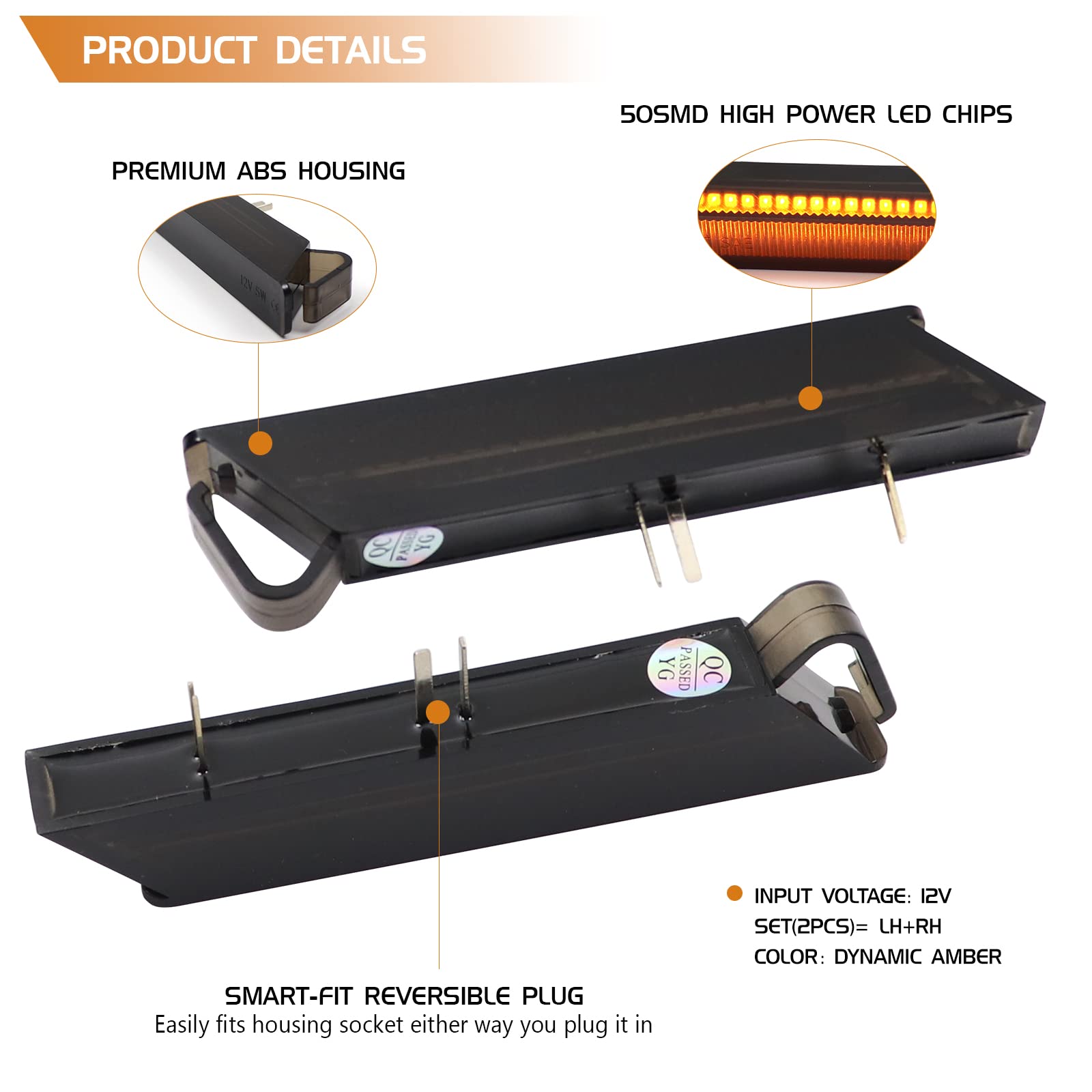 Fetonauto Sequential Amber Led Side Mirror Turn Signal Lights For 2004-2014 Ford F150 Raptor Expedition Lincoln Mark Lt, Smoked