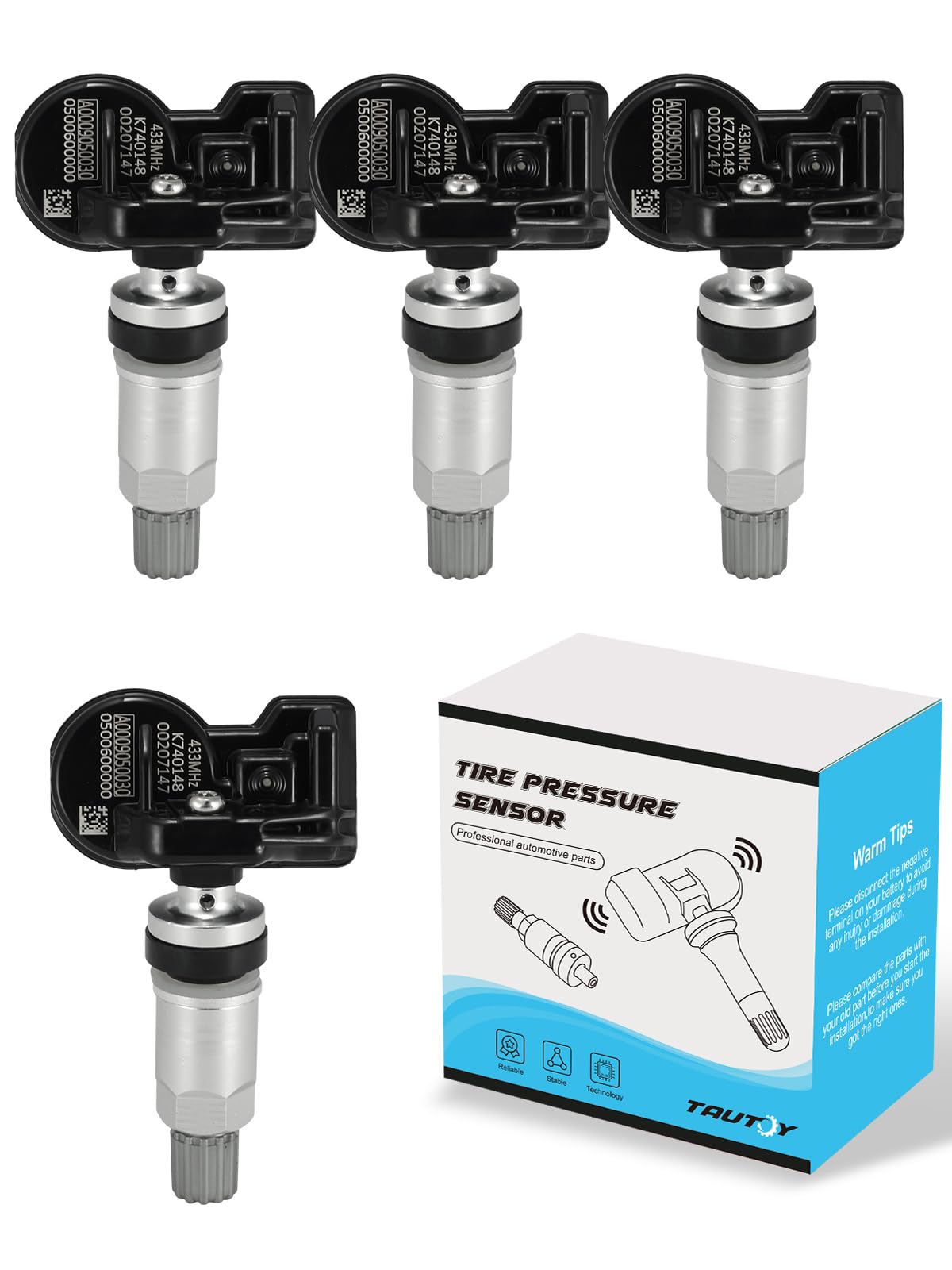 TAUTOY upgrade Set of 4 TPMS Tire Pressure Monitoring System Sensor 433MHz Compatible with 2007-2016 Mercedes-Benz A Class B Cla