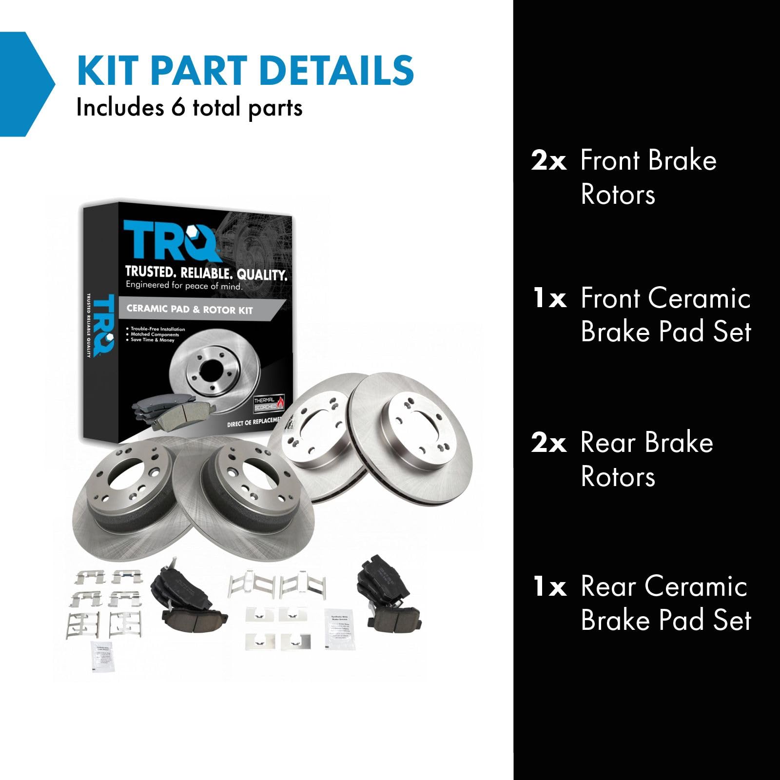 Trq Front And Rear Brake Pad & Rotor Kit Brake Pads Brake Rotor Ceramic Compatible With 1991-1995 Acura Legend 1996-1998 Rl 1995