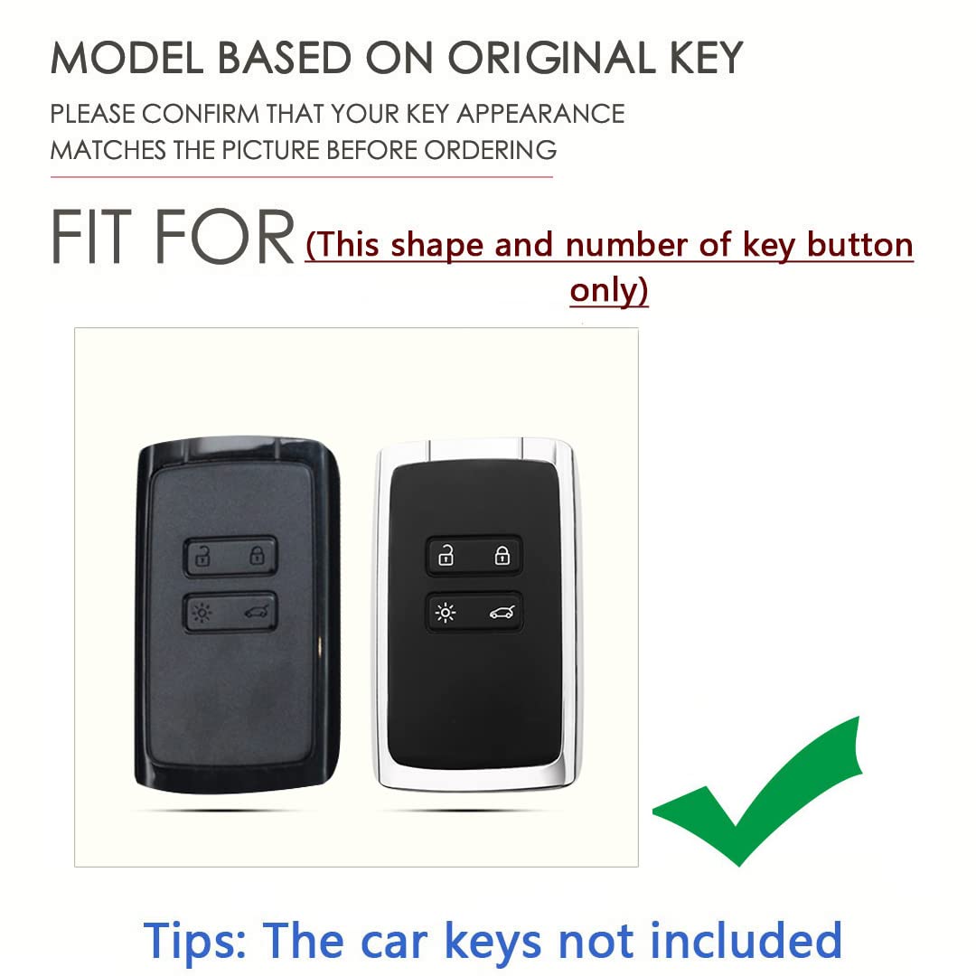 Sanrily Silicone+Zinc Alloy Luminous Key Fob Cover Case Fit For Renault Koleos Kadjar Scenic Megane Twingo Duster Iconic 2024 Keyless Key Holder With Keychain Silver