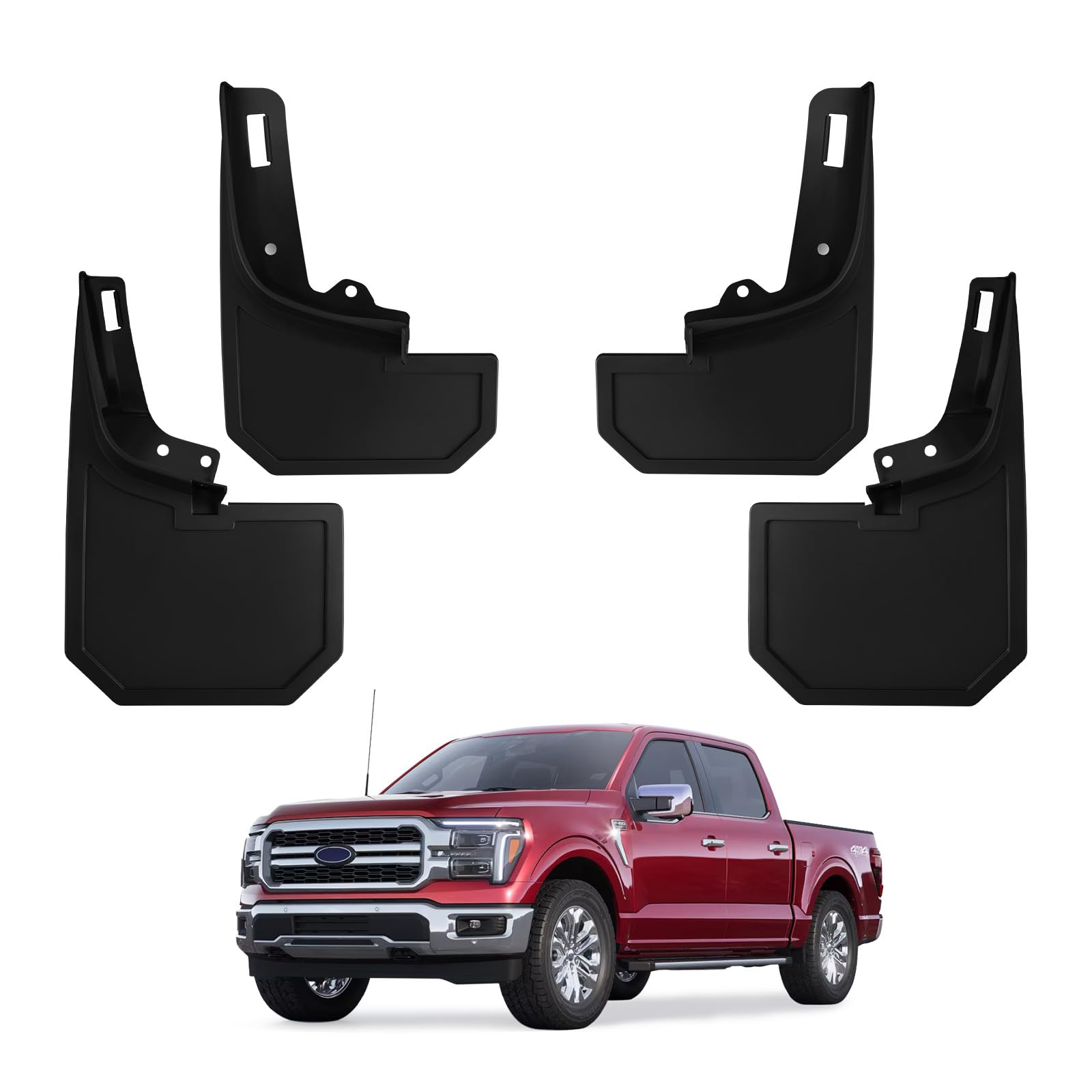 Mud Flaps Fit For 2021 2022 2023 Ford F150, All Weather Guard Mud Guards Splash Front Rear 4Pc Set (For Trucks Without Fender Fl