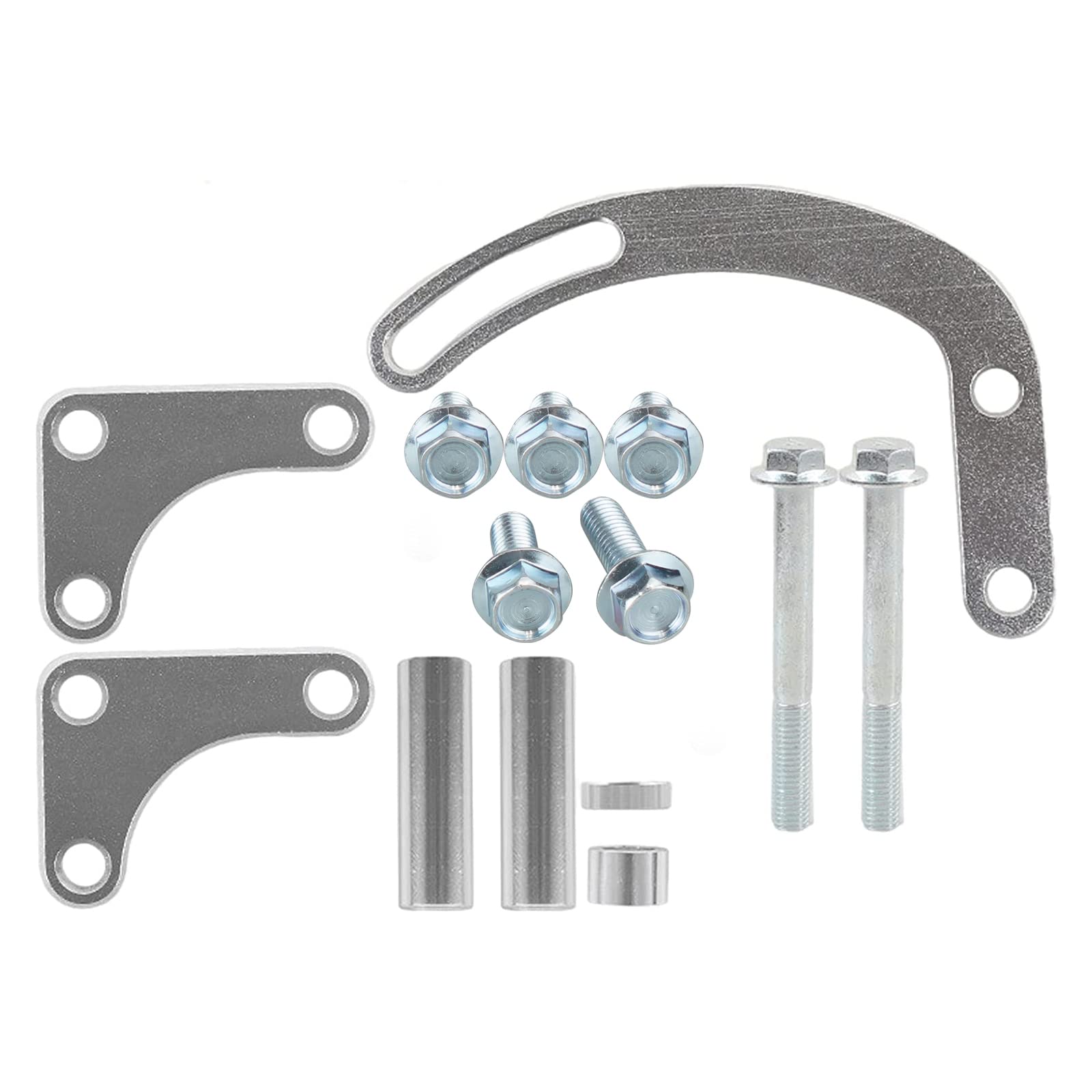 For SBC Power Steering Pump Bracket Adjustable Compatible with Chevy 350 Small Block LWP Long Water Pump
