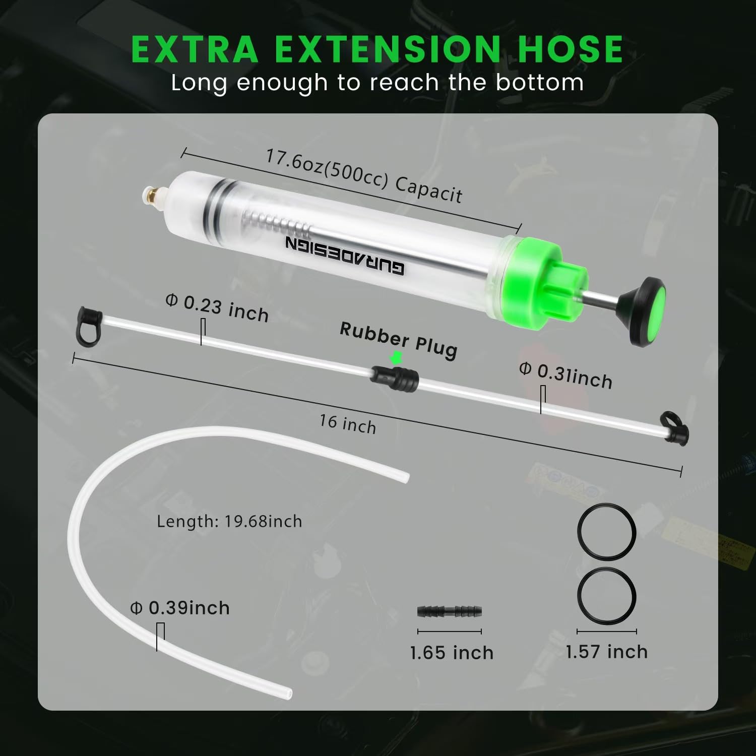 FTIHTRY 500CC Automotive Fluid Extractor Pump with Long Rubber Hose, Fluid Syringe Pump Manual Suction Vacuum Fuel Car Transfer,