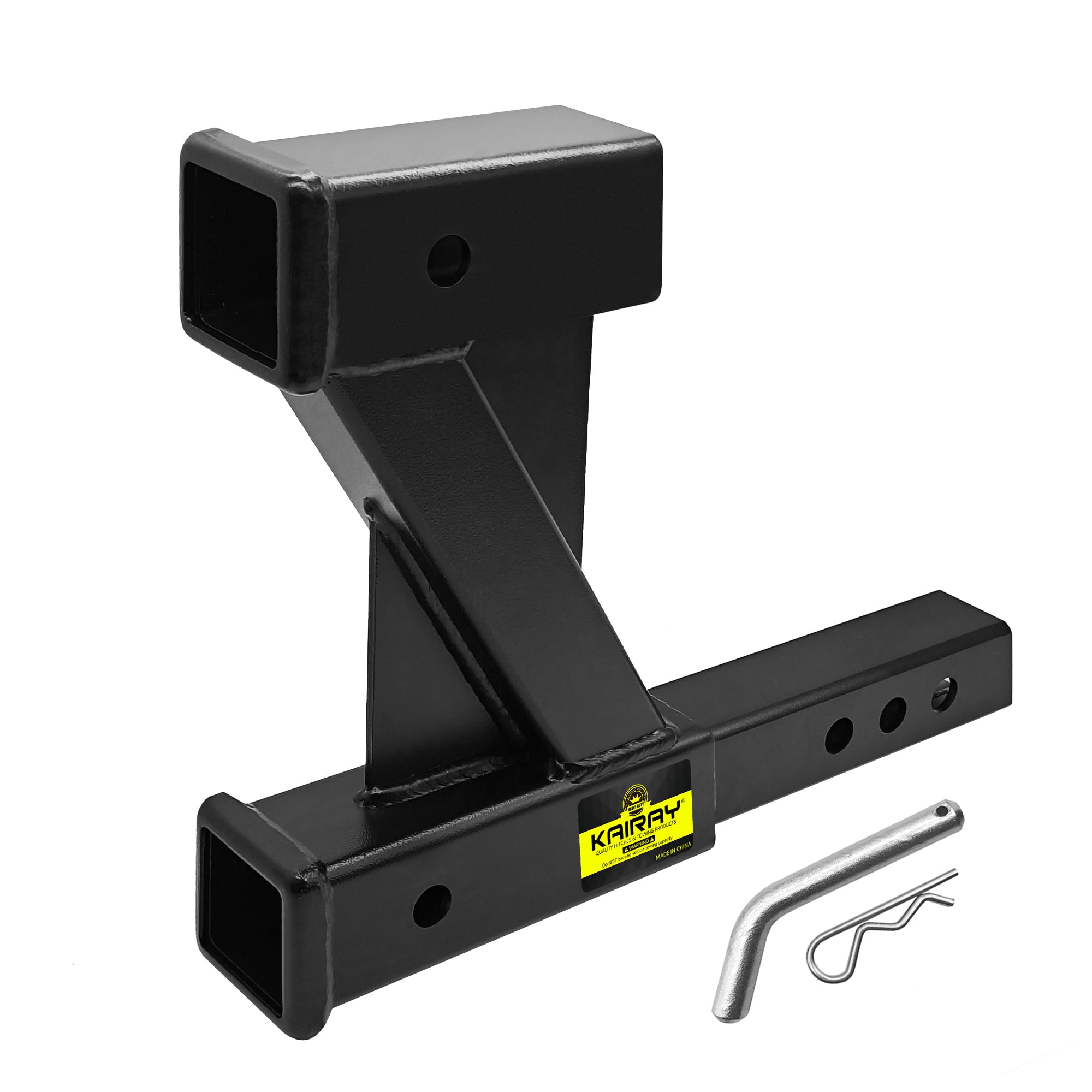 Kairay Double Hitch Receiver, 2 Inch Trailer Dual Hitch Extension Riser, Hitch Adapter Fits For 2 Inch Receiver Extender To 10 I