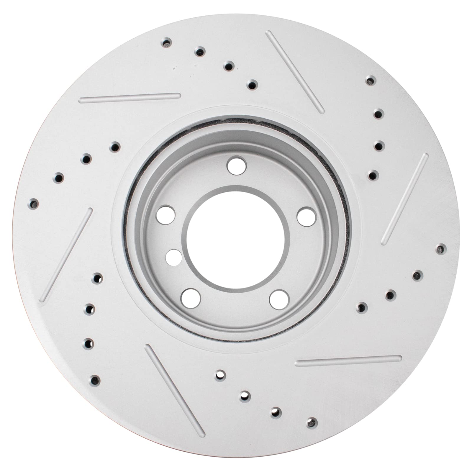 Trq Front Performance Brake Rotors Set Vented Premium G-Coated Cross Drilled & Slotted Compatible With 2001-2003 Bmw 530I 2000-2