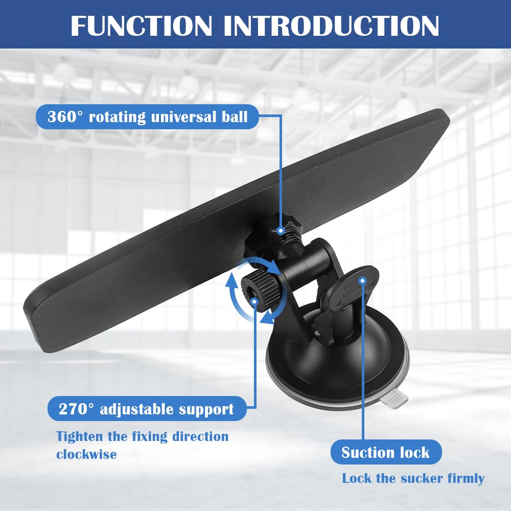 Suction Cup Rear View Mirror for Car,HD Wide Angle Car Mirror with Anti Glare & 360 Adjustable Design,Multifunctional Car Truck