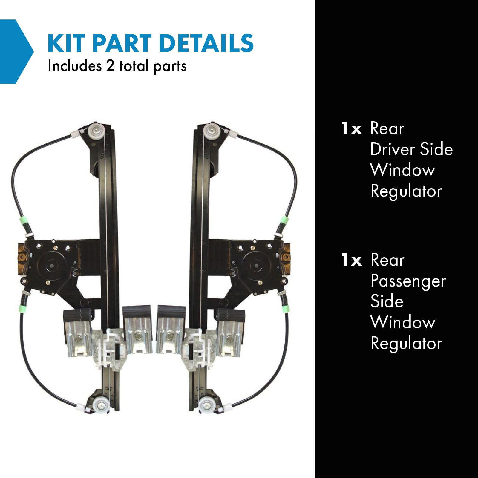 Trq Rear Power Window Regulator Set Compatible With 1996-1998 Volkswagen Golf 1993-1998 Jetta