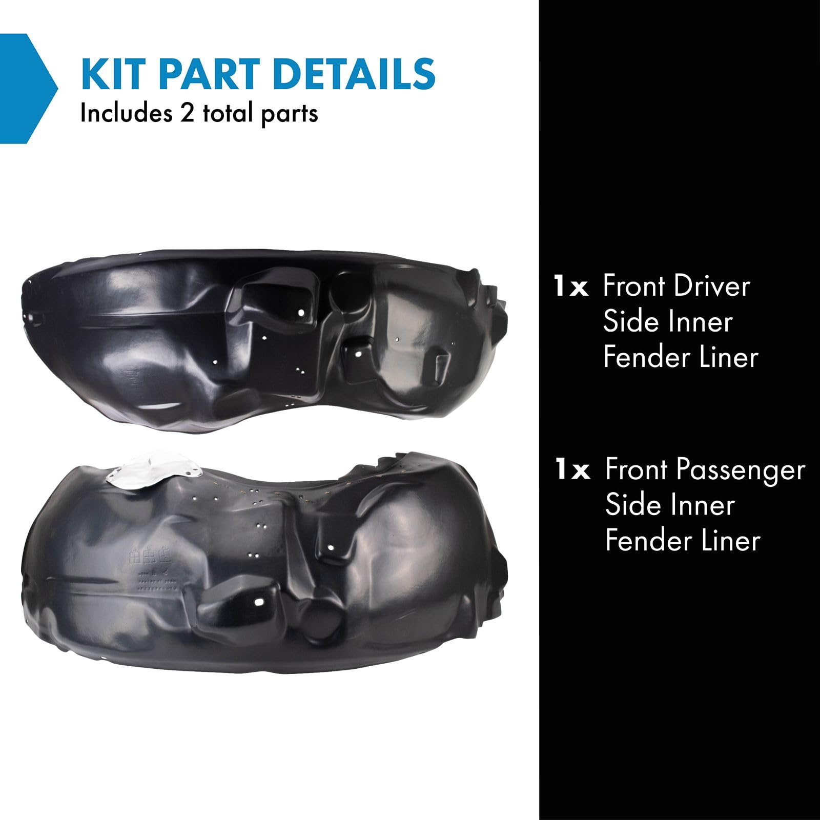 Trq Front Inner Fender Liner Set Compatible With 2011 Ford F-150 Fo1248138 Fo1249155