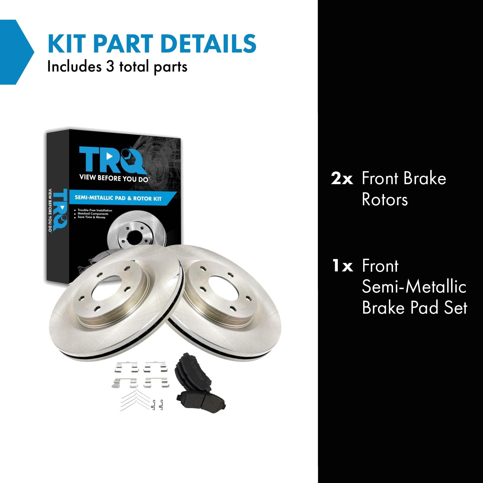 Trq Front Brake Pad & Rotor Kit Brake Pads Brake Rotor Semi-Metallic Compatible With 2014-2017 Nissan Juke