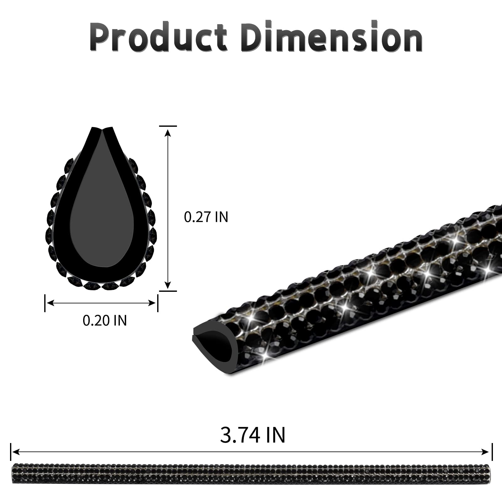 Insauto 10Pcs Bling Car Accessories, Rhinestone Bling Air Conditioner Decoration Strip (Black)