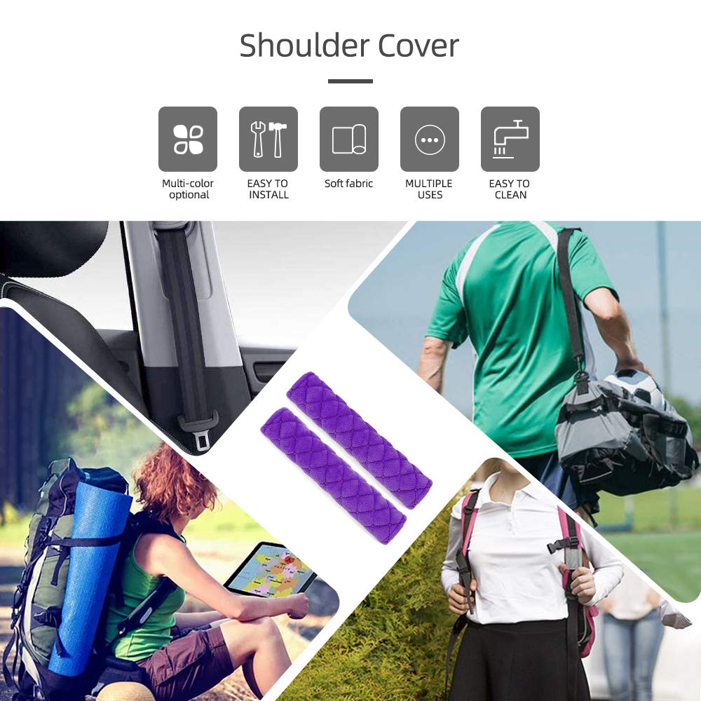 Car Seat Belt Pads Cover, 2 Pack Seat Belt Shoulder Strap Covers Protector To Release Stress To Your Neck And Shoulder For A Safety Driving (Purple)