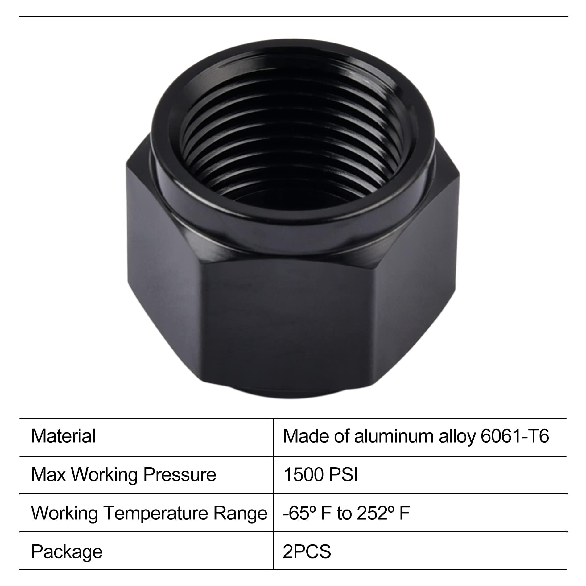 Evil Energy 16An Flare Cap Block Off Fitting Plug Black 2Pcs