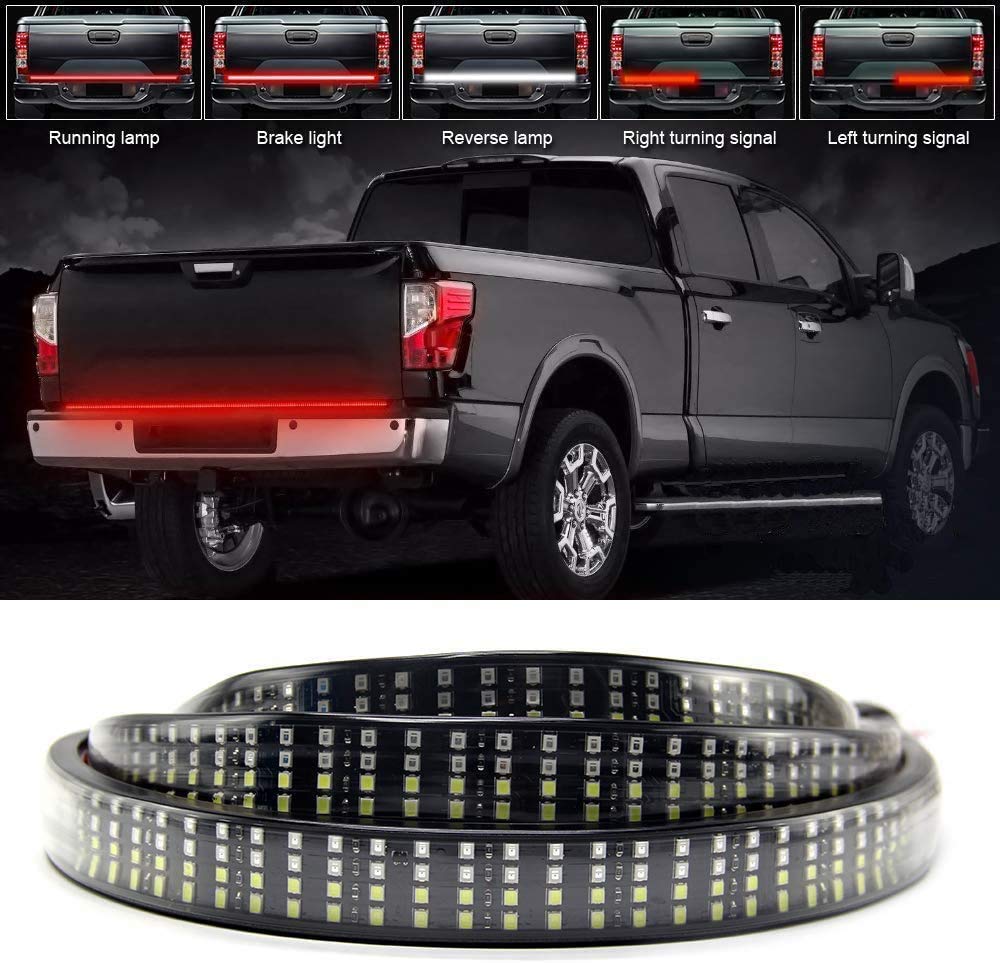 Opl5 Tailgate Light Bar 48 Inch, Quad Row 2 Color 504 Leds Truck Tail Light Strip Led Turn Signal Brake Running White Reverse Lights Universal Light For Trucks Pickup Trailer Suv (48" Quad 2Color)