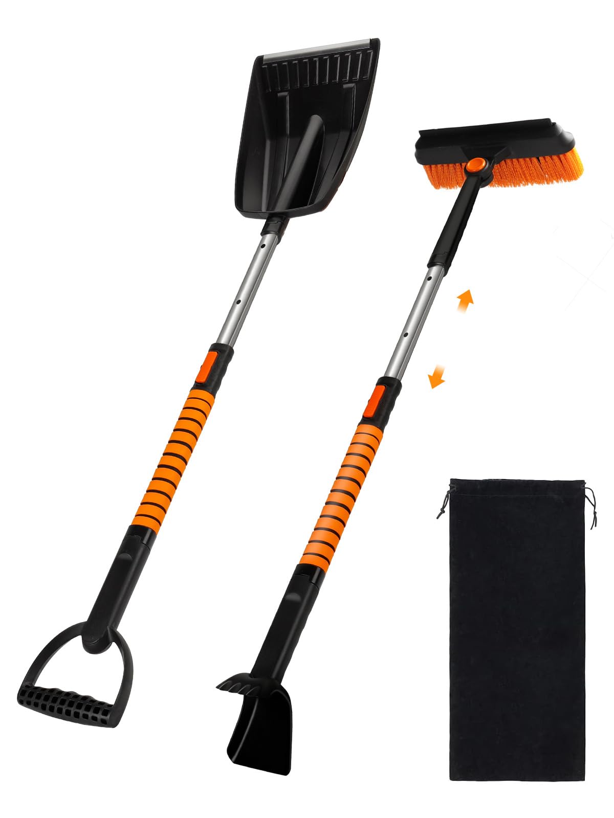 5 in 1 Multi-Functional Snow Brush Ice Scraper and Shovel Kit with Detachable Ergonomic Foam Grip for Car Automobile Vehicle Win