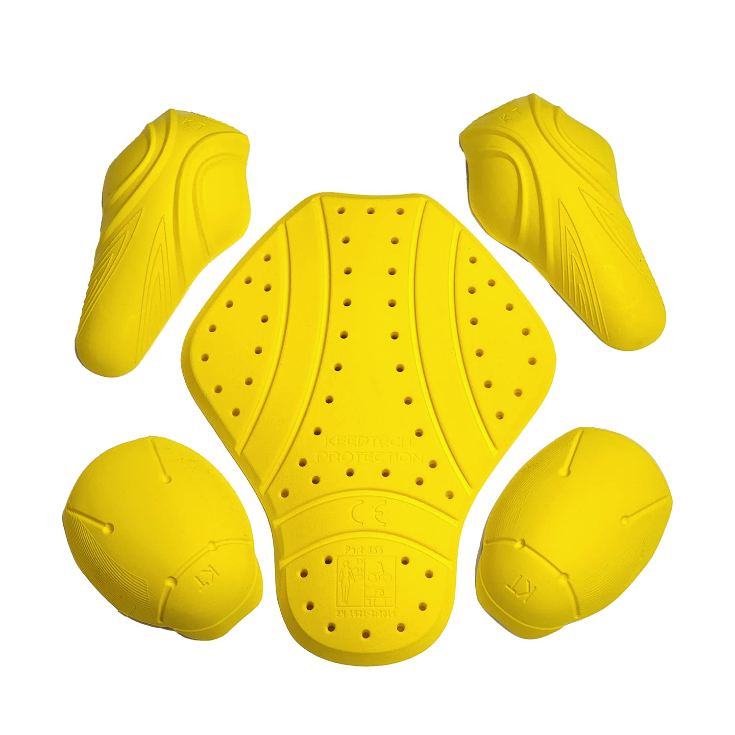 MOTOSTYLEWEAR - 5 PC - CE Level 2 Certified Armor Pads l Level 2 Approved Back, Shoulder, and Elbows Armor Protector Inserts for