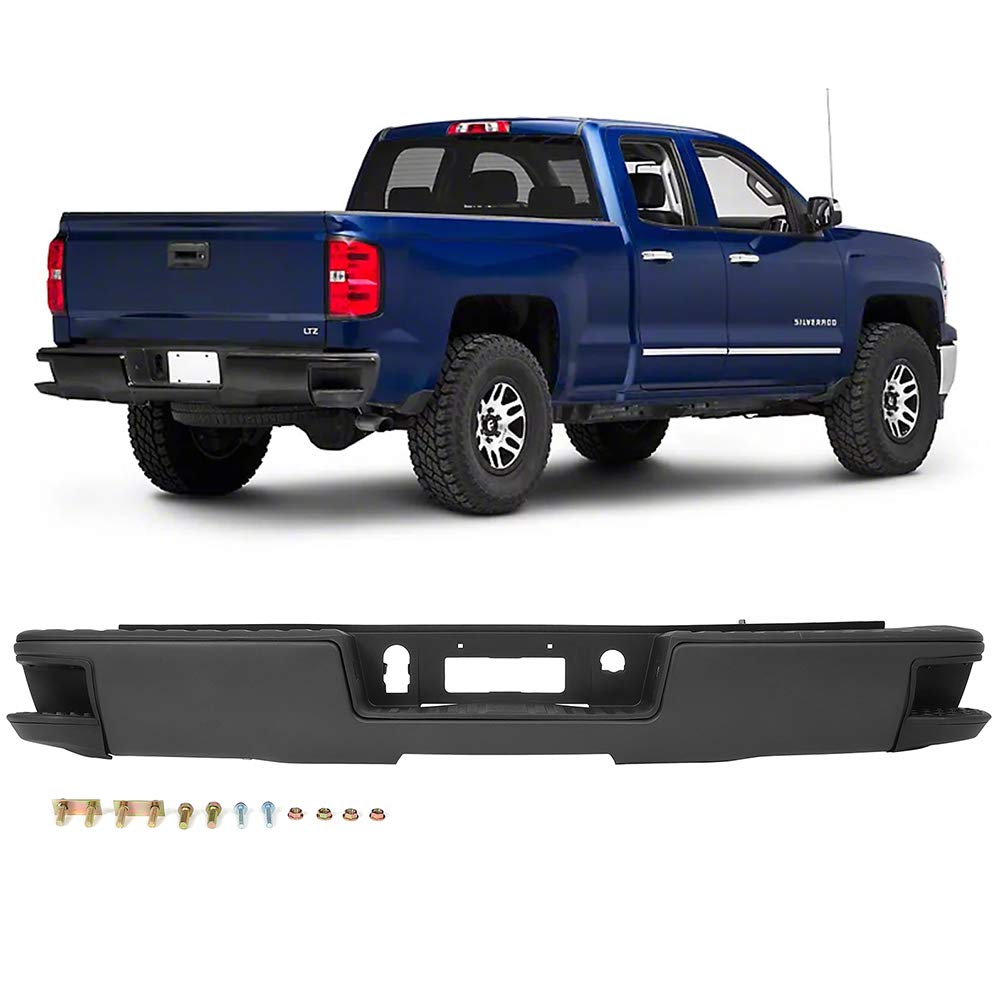 Ocpty Rear Bumper Fit For 2014-2018 For Chevy Silverado For Gmc Sierra 1500 Without Sensor Hole(Texture Black)