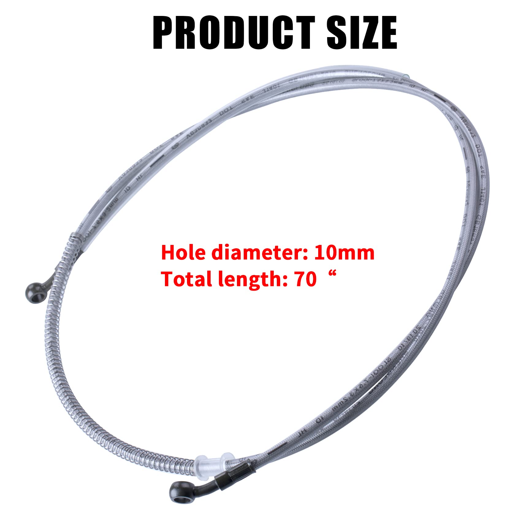 Mwmnun 70' Braided Hydraulic Brake Hose Line Pipeline Compatible With Chinese Gy6 Scooter Atv Dirt Bike Go Kart 10Mm Banjo Ends 178Cm