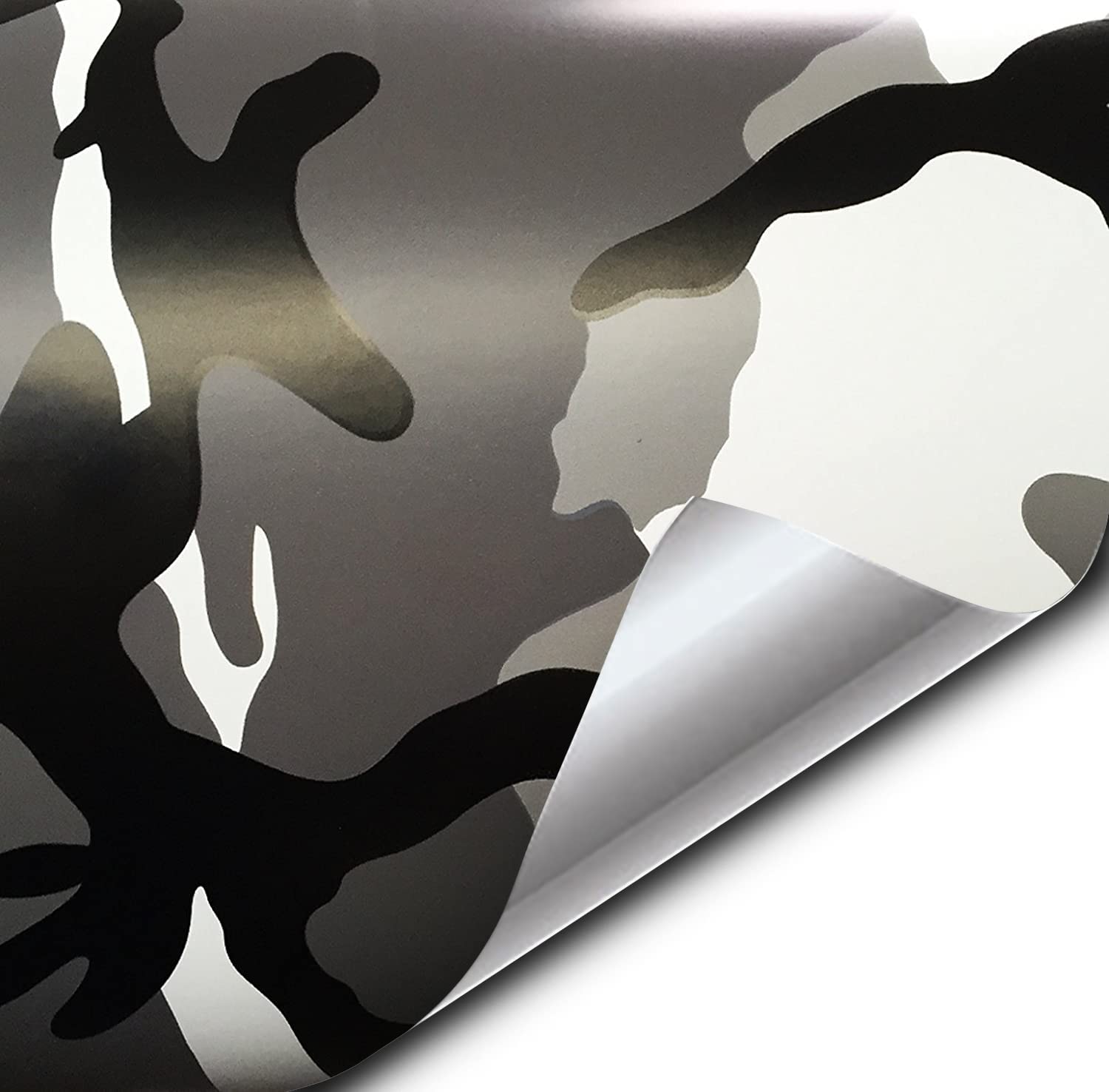 Vvivid Vinyl Camouflage Pattern Wrap Air-Release Adhesive Film Sheets (2Ft X 5Ft, Snow Camo)