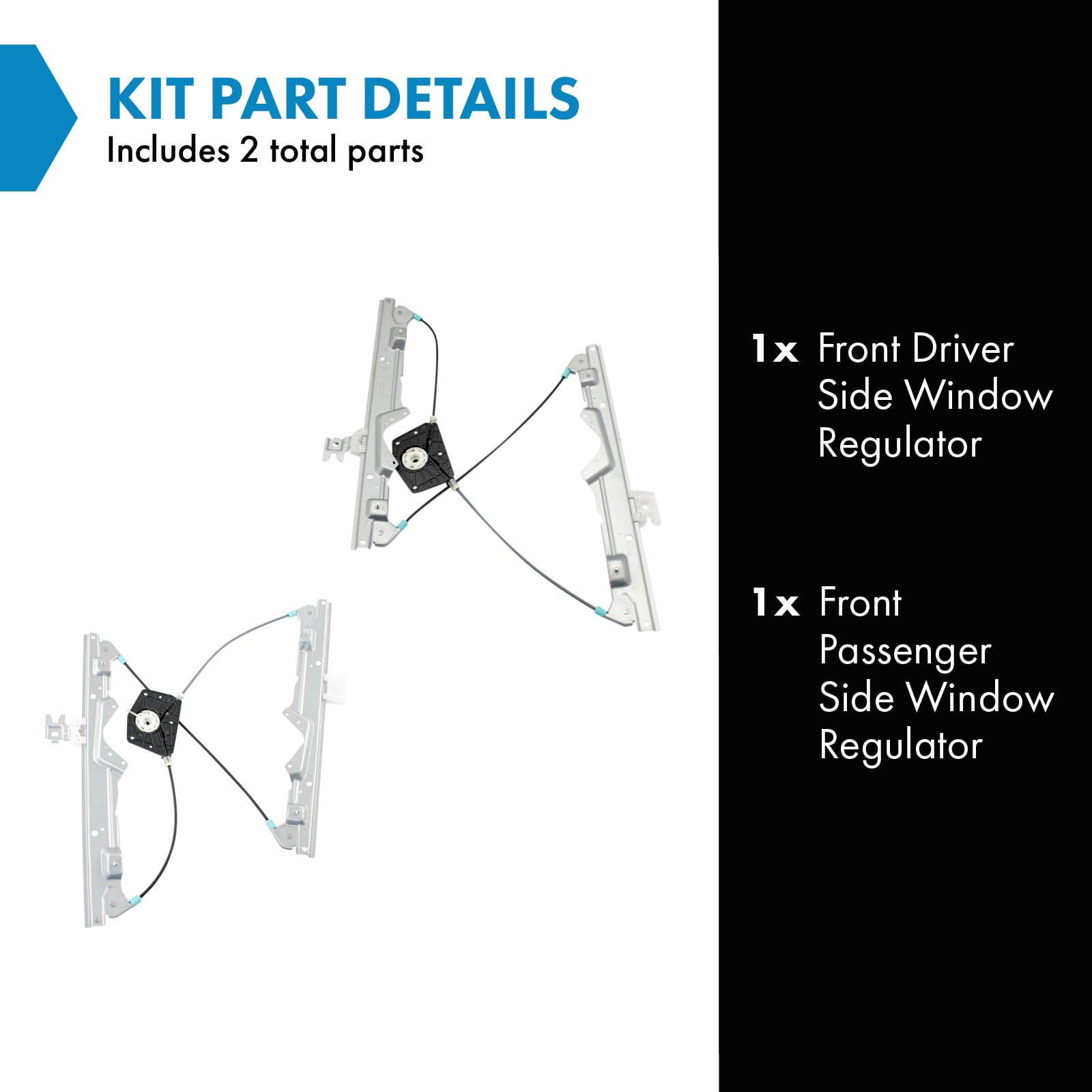Trq Front Power Window Regulator Set Compatible With 2007-2012 Nissan Sentra