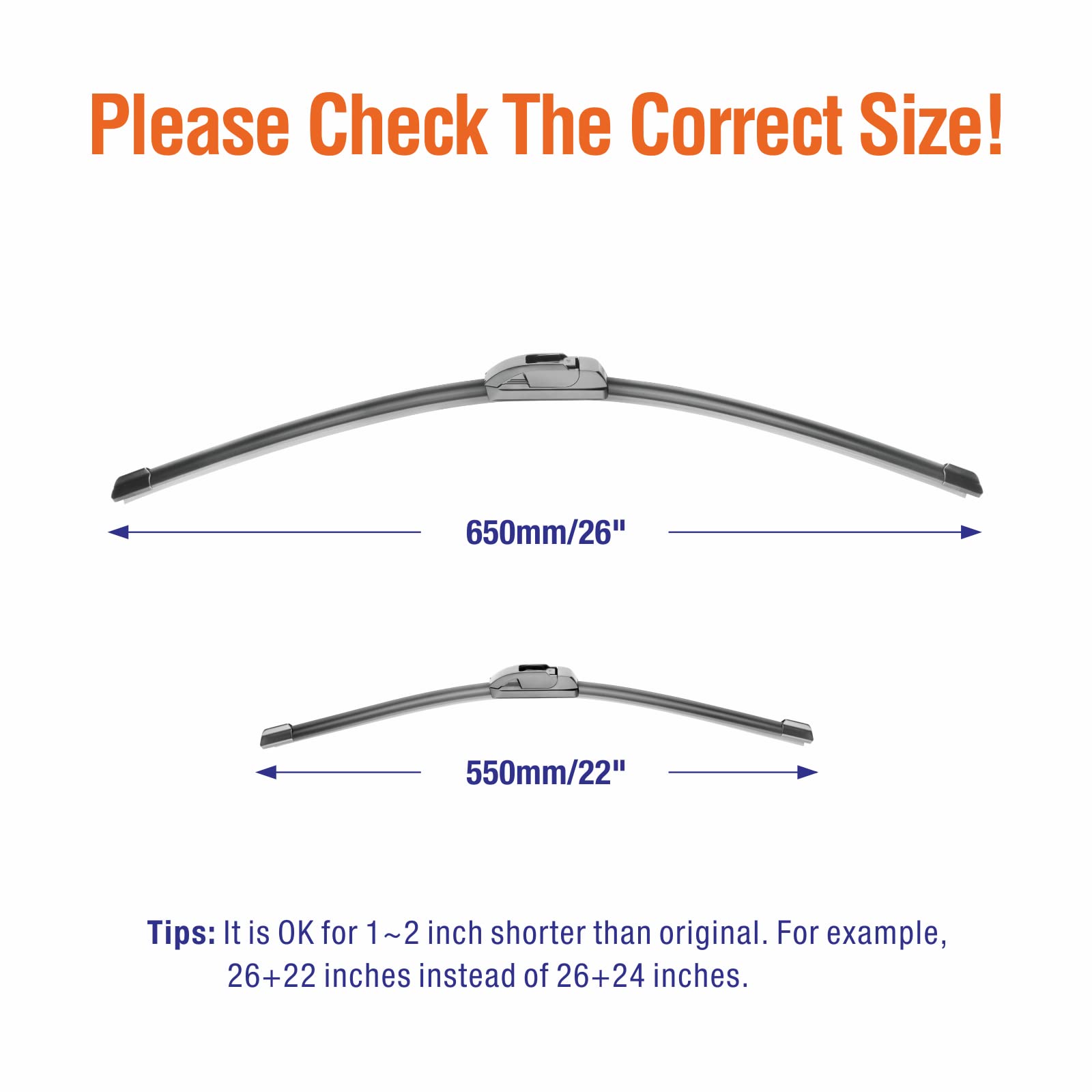 Wowiper Oe Quality Windshield Wiper Blades - 26 And 22 Inch (Set Of 2), Metal Base For 300% More Stable, For Honda Odyssey 22-05