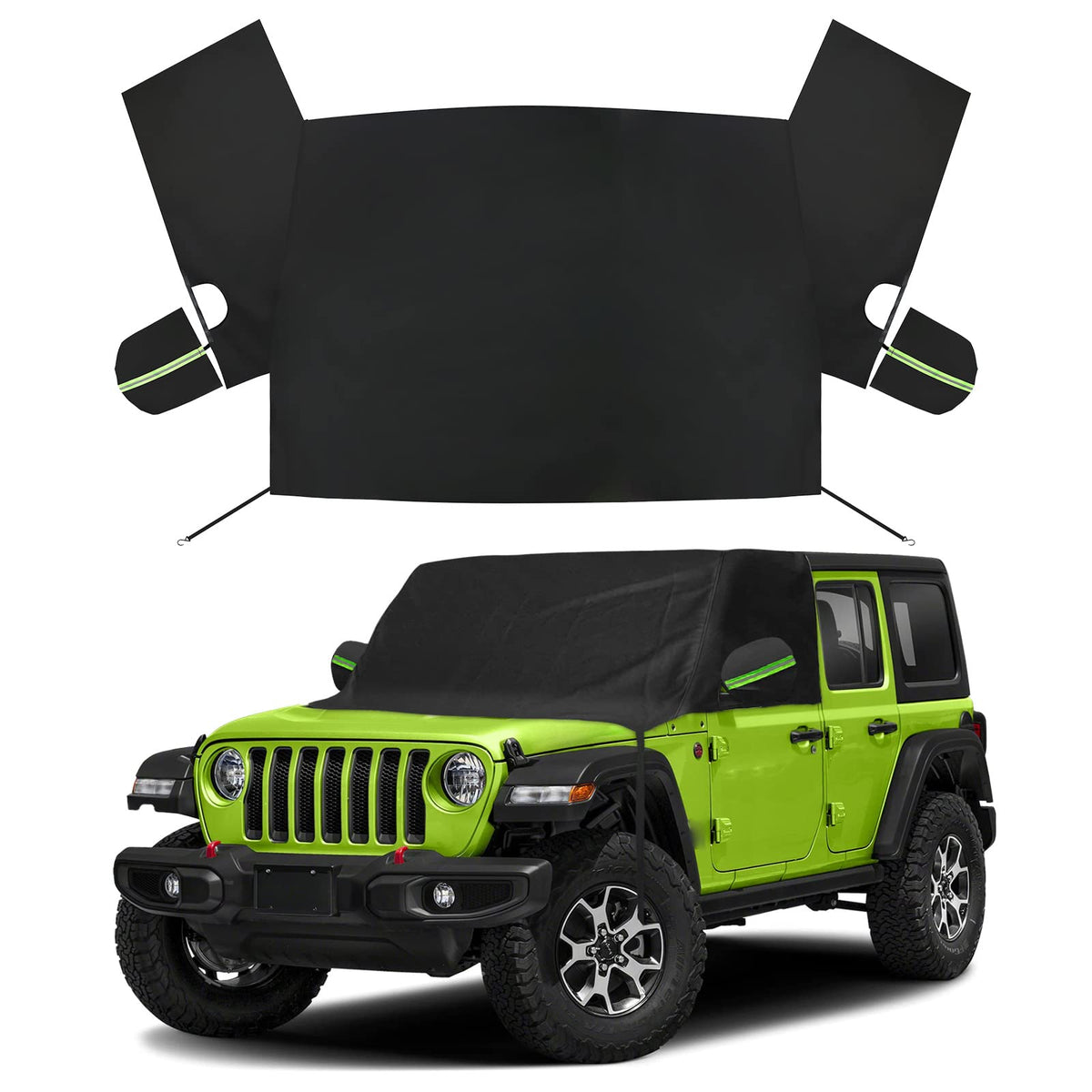 Windshield & Front Side Window Snow Cover Replace For Jeep Wrangler/Jeep Gladiator, 600D Oxford Cloth Windshield Cover With Mirr