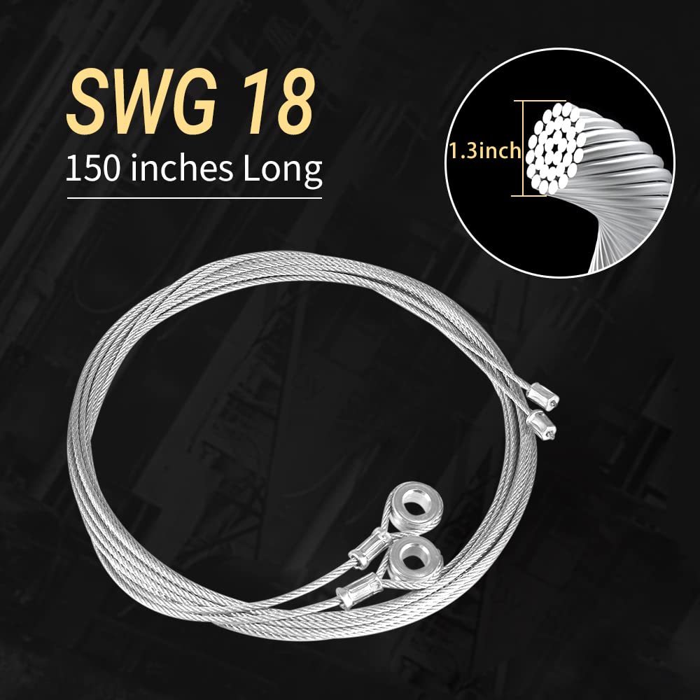 Cable Wire Fits Most Trailer Ramp Door Enclosed Cargo Trailer Ramp Door Spring Cable Wire - 150 Inch Long (2-Pack)