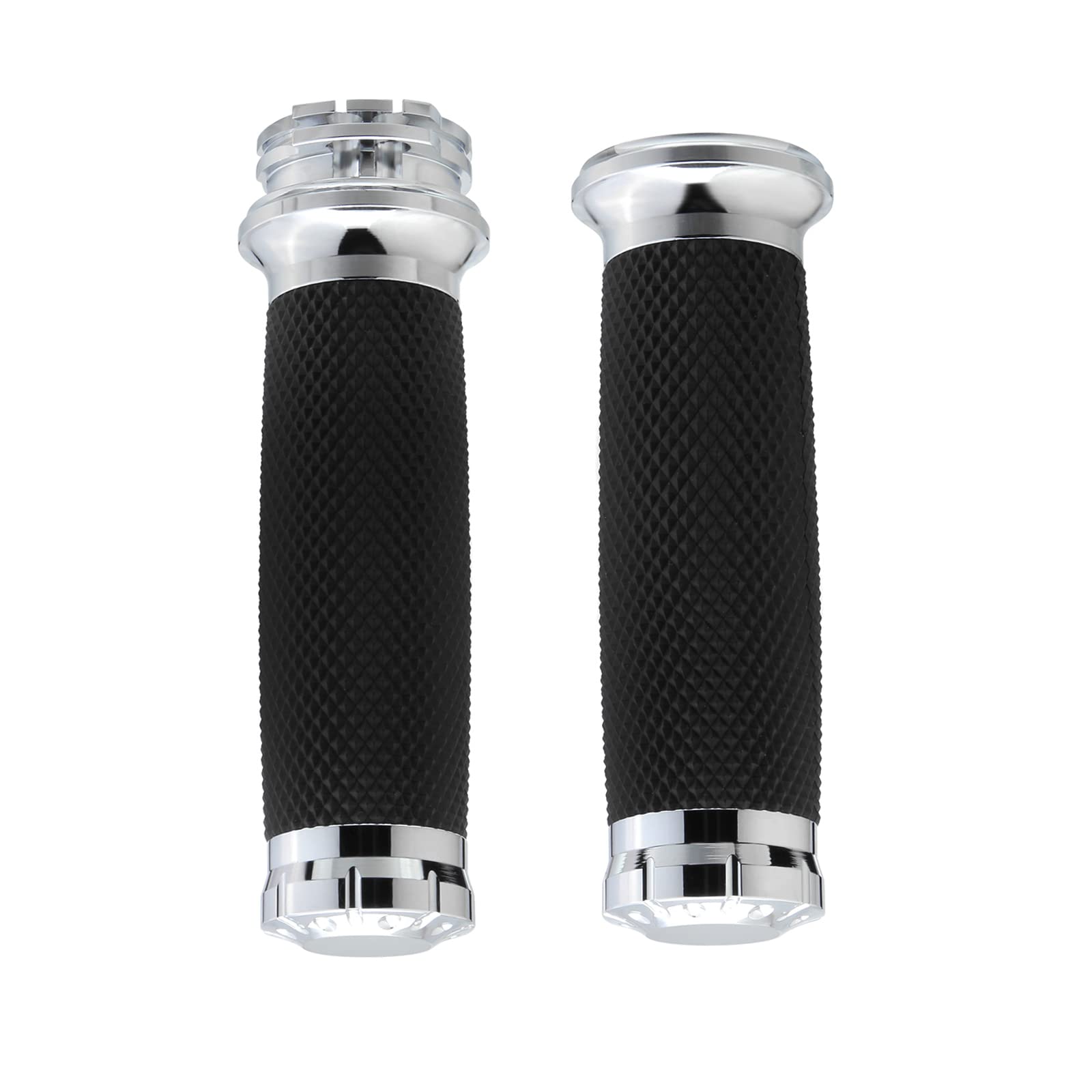 Twilight Garage 1'' Chrome Motorcycle Hand Grip Handlebar Grips Cable Throttle Compatible with Harley Davidson Sportster Honda Y