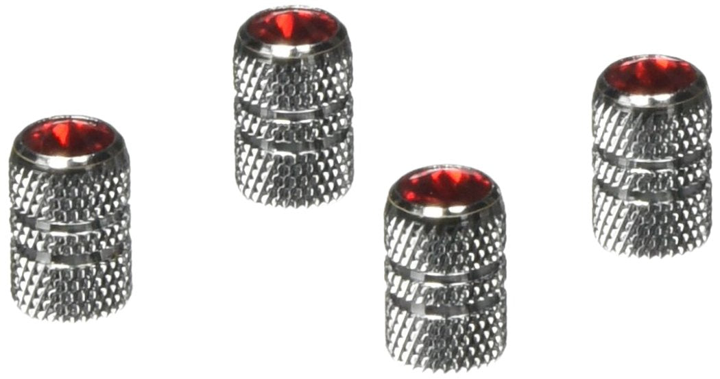 RoadPro RPCRVC4R Red Chrome Finish Colored Tip Valve Cap - Pack of 4