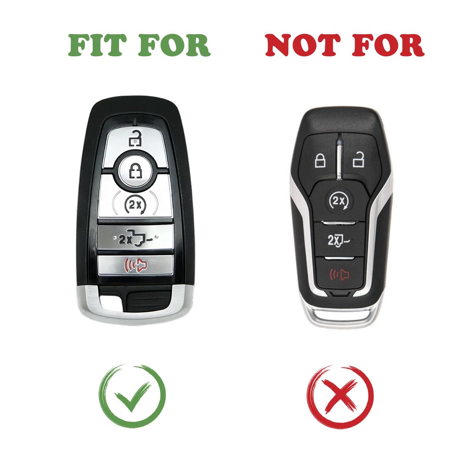 TANDRIVE Key Fob Cover for 2025 2024-2017 Ford F150 F250 F350 F450 F550 F650 F750, 5 Button, Silicone, 2-Pack, Black