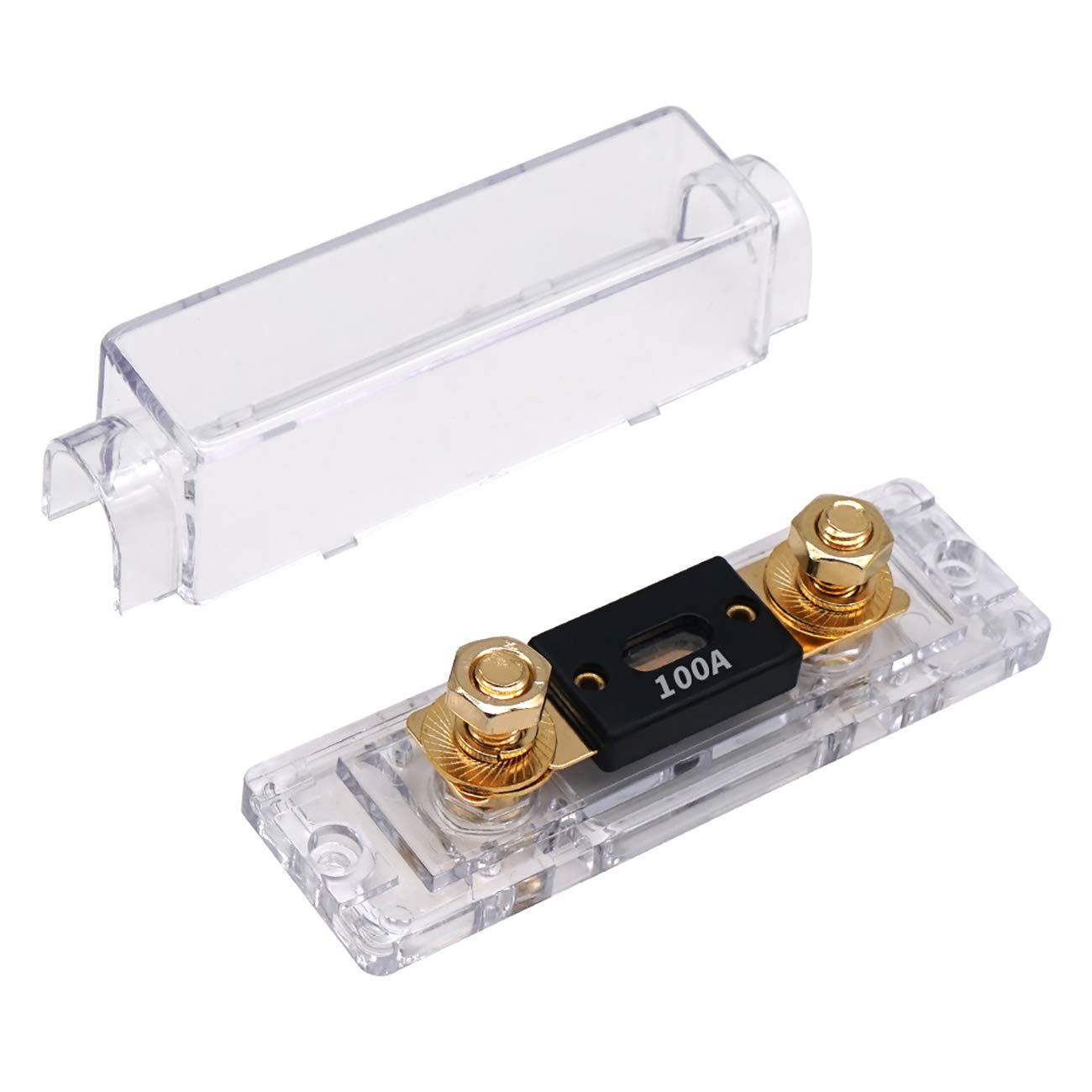 Topstronggear Solid Brass 0/2/4 Gauge 100Amp Anl Fuse Holder With 100Amp Fuses(2 Pack) (100 Amp)