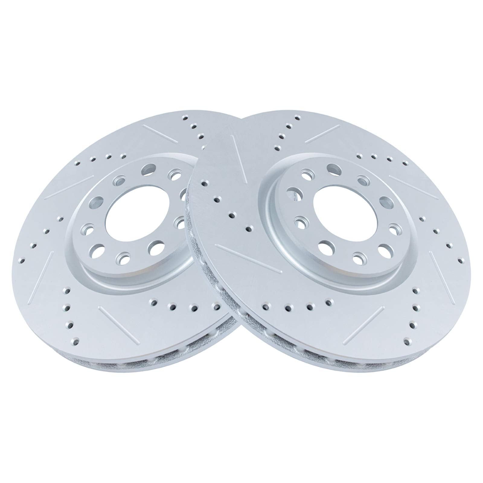 Trq Front Performance Brake Rotor Drilled Slotted Lh Driver Side Or Rh Passenger Side Pair Set For 2015-2017 200/2016-2018 500X