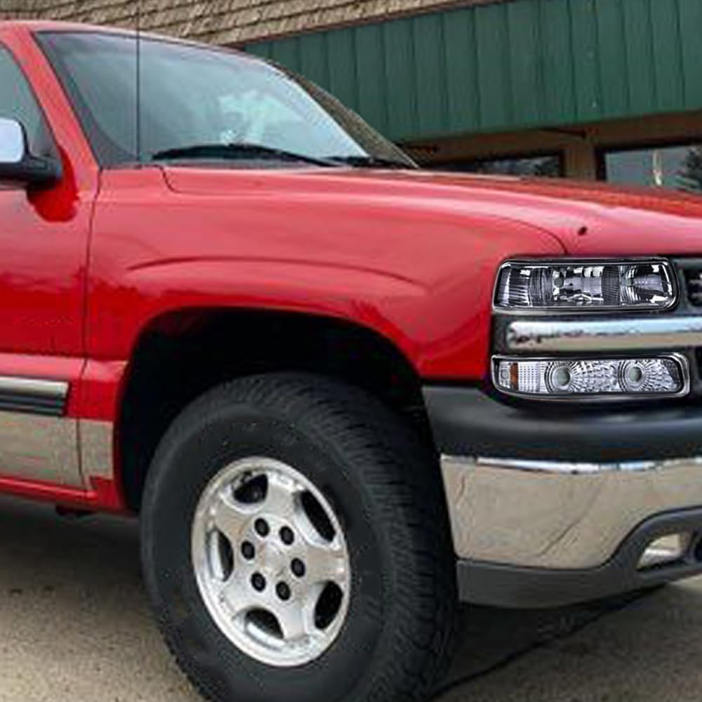 Pit66 Headlight Assembly Compatible With 1999-2002 Chevy Silverado 1500 2500/01-02 Silverado 1500Hd 2500Hd 3500/00-06 Tahoe Subu