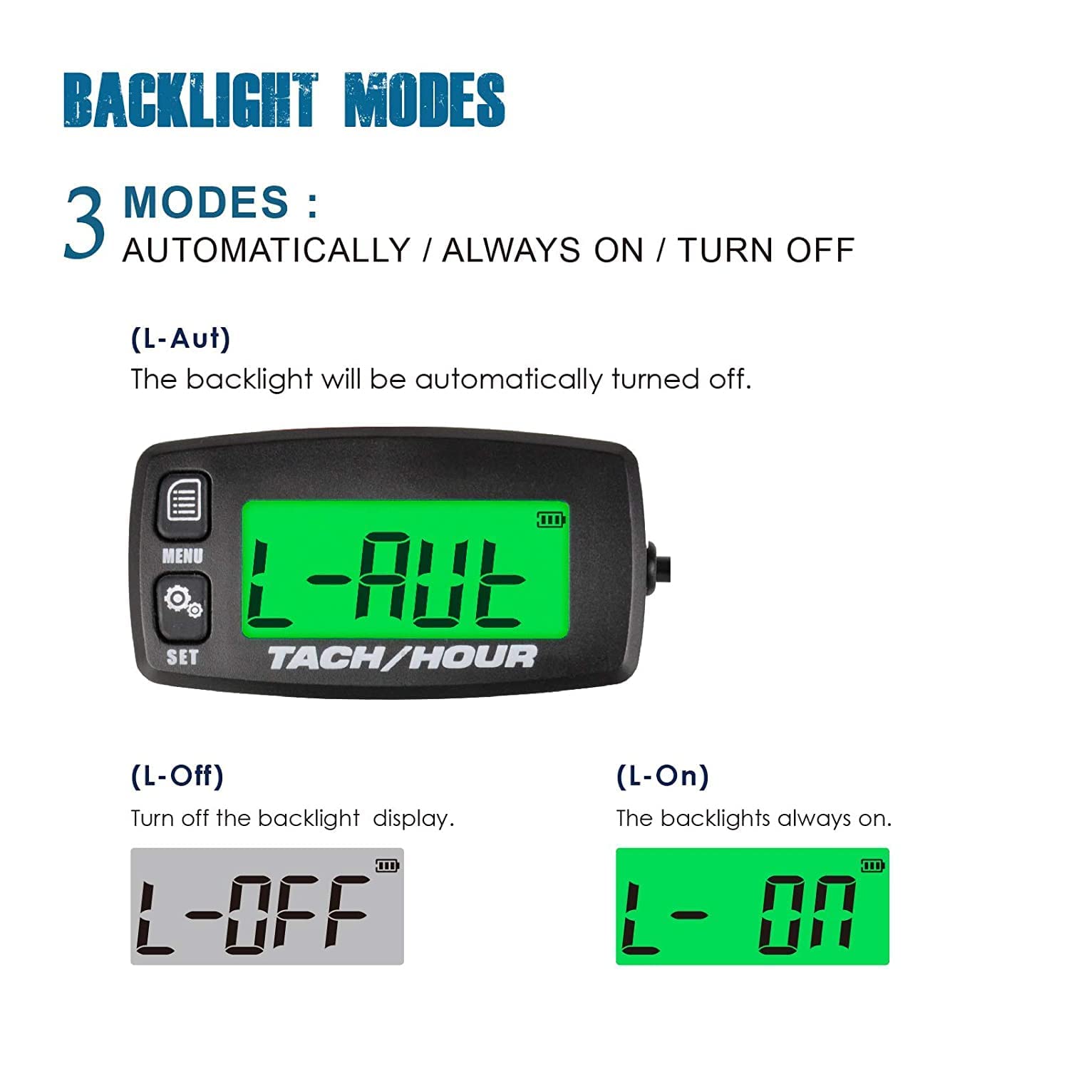Runleader Digital Maintenance Tach/Hour Meter,Battery Replacement for Small Gas Engine,Used on Riding Lawn Tractor Generator Compressor Chainsaws Outboard Motor Pressure Washers