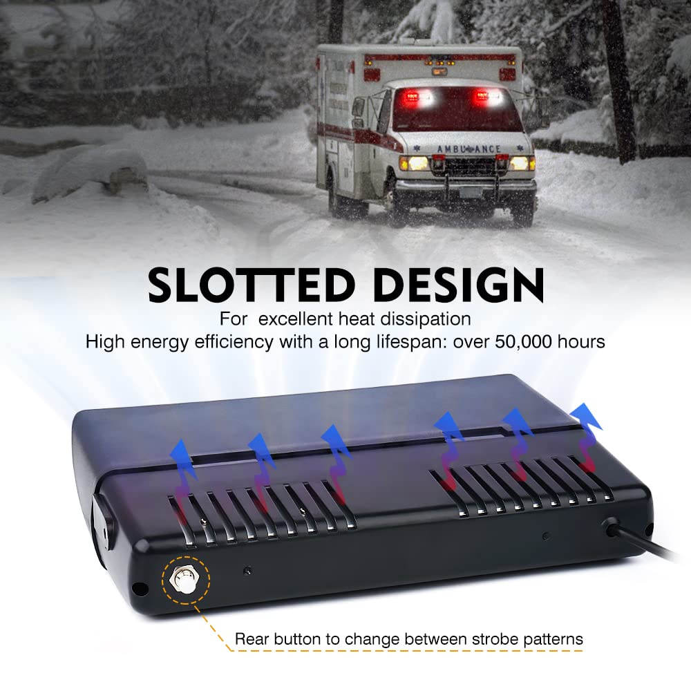 Xprite Led Dual Windshield Strobe Flashing Lights W/Suction Cups, Deck Dash Visor Emergency Hazard Safety Warning Traffic Light