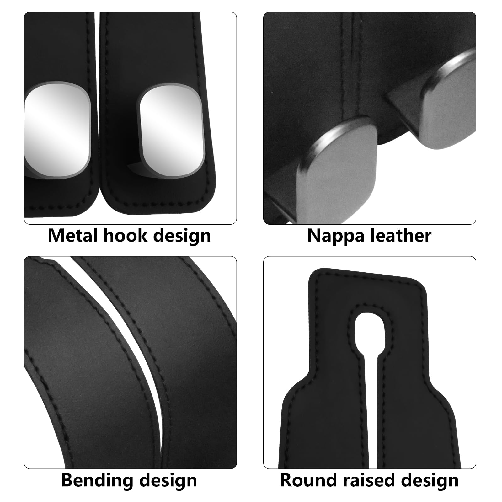 2Pcs Car Seat Back Storage Hook, Leather Car Seat Hooks For Headrest, Car Purse Hook Car Bag Hooks Car Hooks, Headrest Hooks Pur