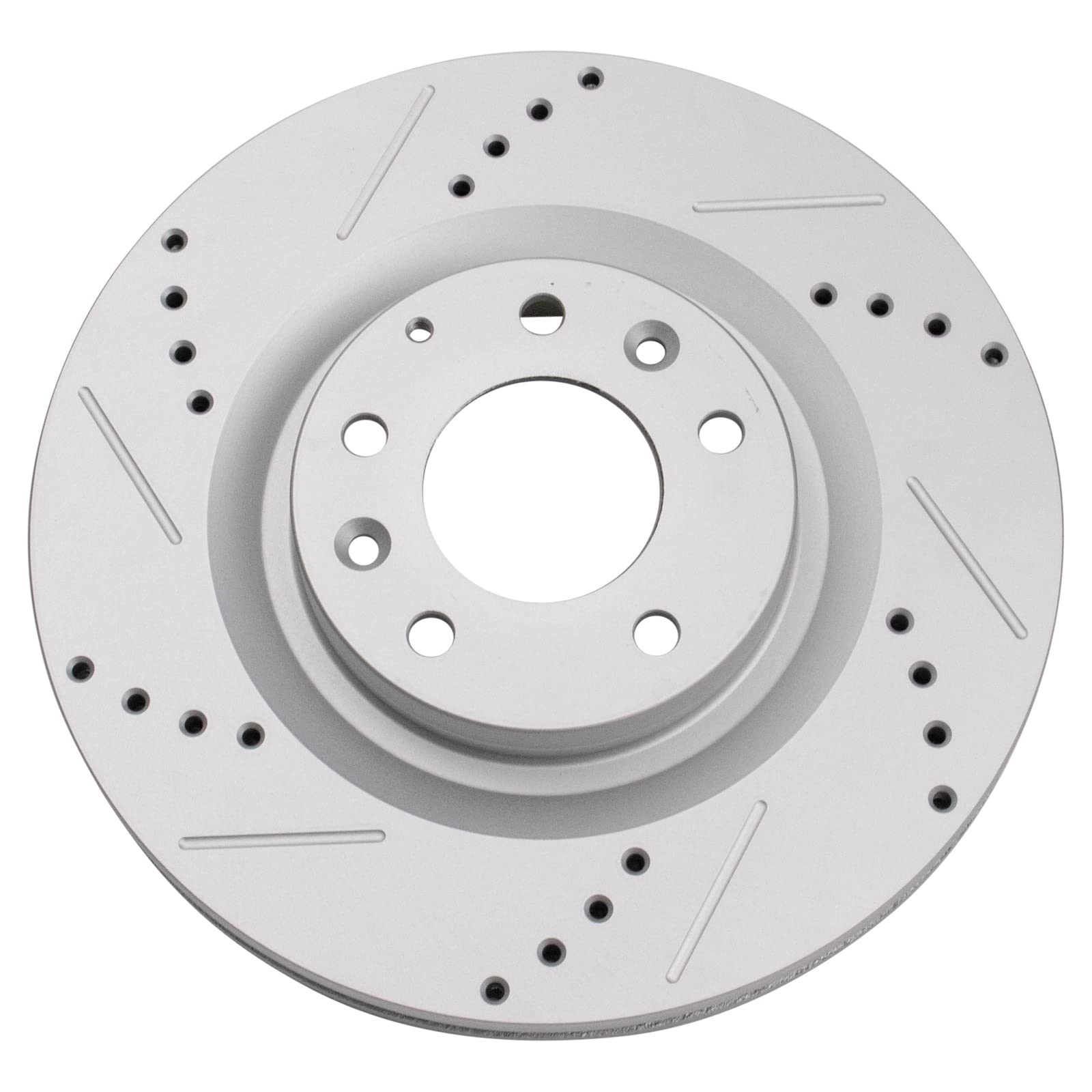 Trq Front Performance Brake Rotors Set Premium G-Coated Cross Drilled & Slotted Compatible With 2007-2015 Mazda Cx-9