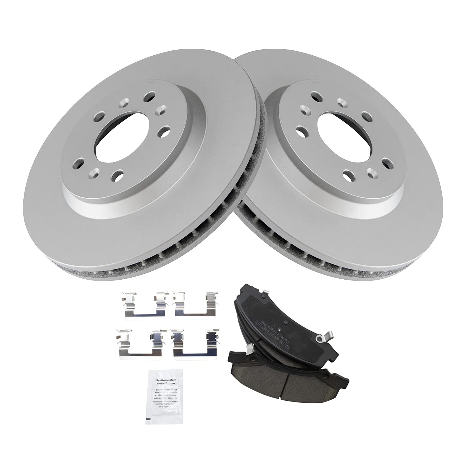 Trq Front Brake Pad & Rotor Kit Brake Pads Brake Rotor Ceramic Vented Premium G-Coated Compatible With 2006-2011 Buick Lucerne 2